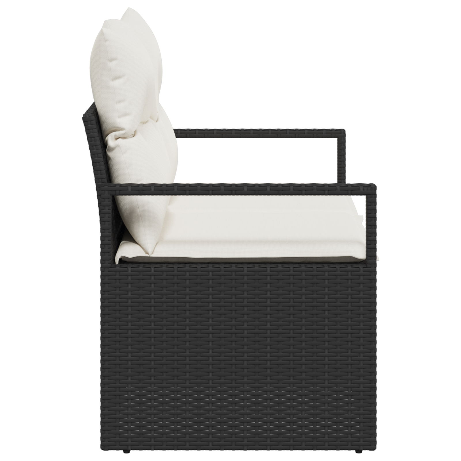 2-Seater Garden Sofa with Cushions Black Poly Rattan - Image 6