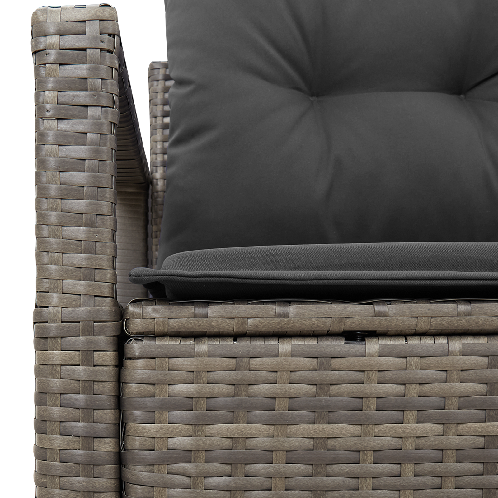 2-Seater Garden Sofa with Cushions Grey Poly Rattan - Image 7
