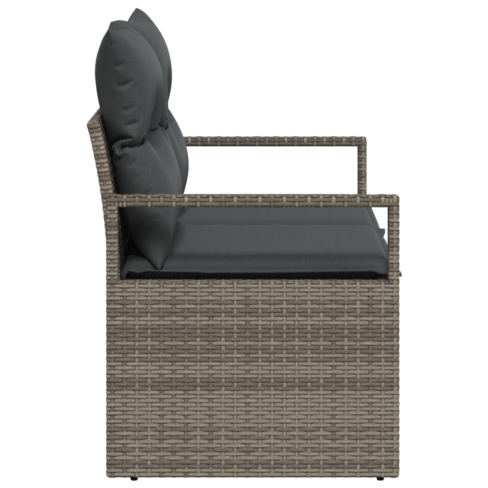 2-Seater Garden Sofa with Cushions Grey Poly Rattan - Image 6