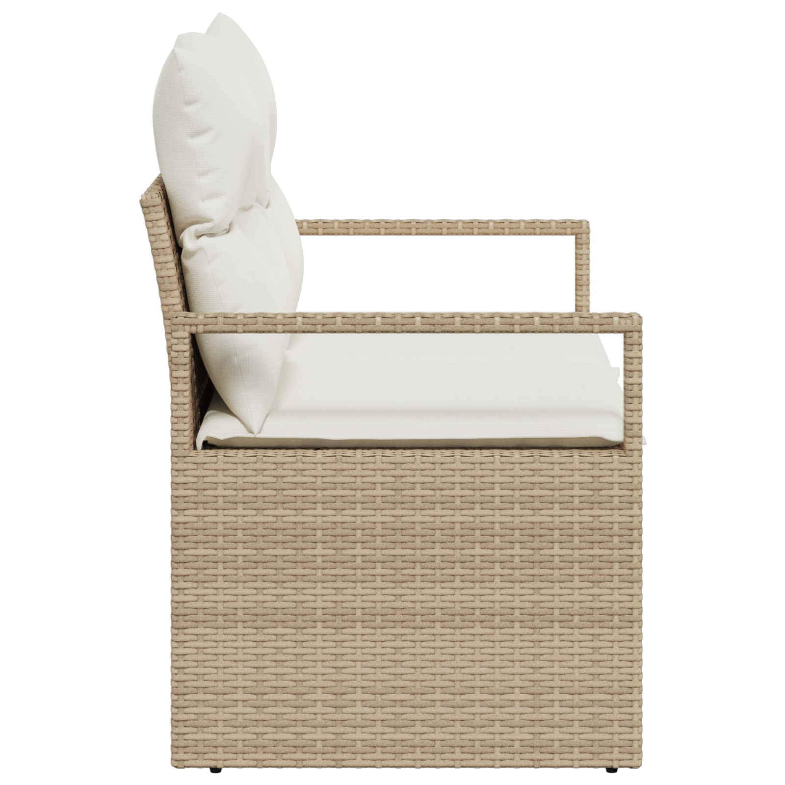 2-Seater Garden Sofa with Cushions Beige Poly Rattan - Image 5