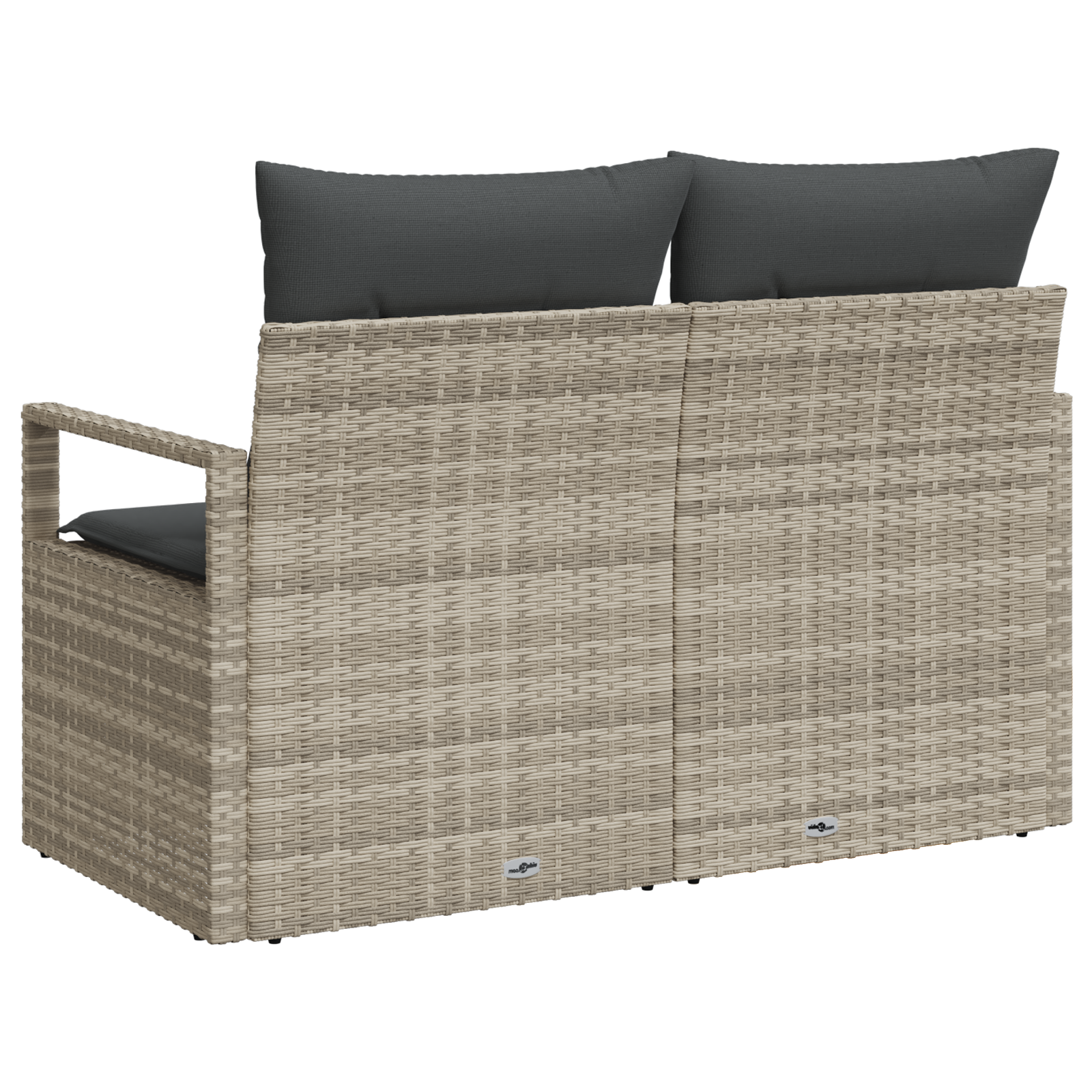 2-Seater Garden Sofa with Storage&Cushions Grey Poly Rattan - Image 2