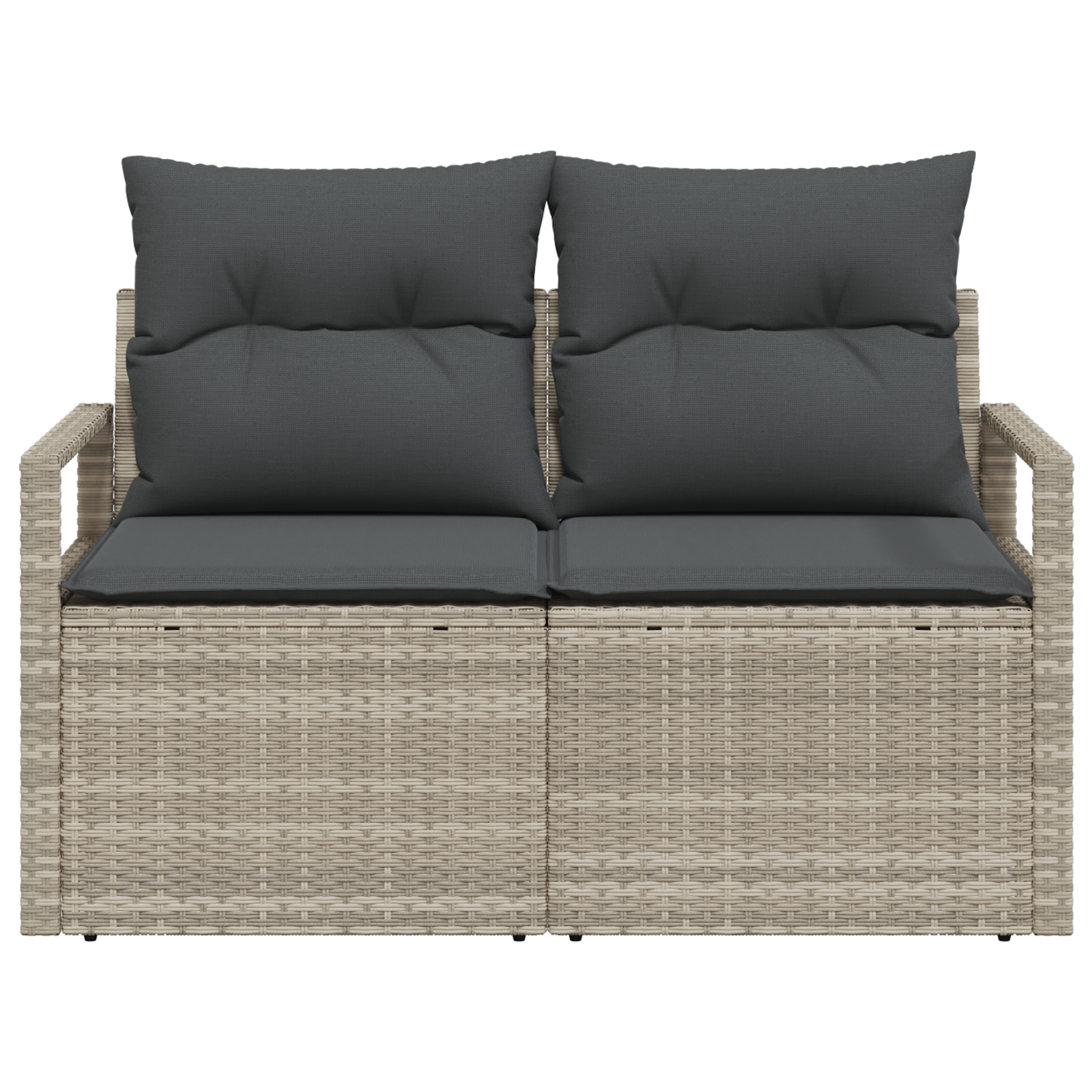 2-Seater Garden Sofa with Storage&Cushions Grey Poly Rattan - Image 4