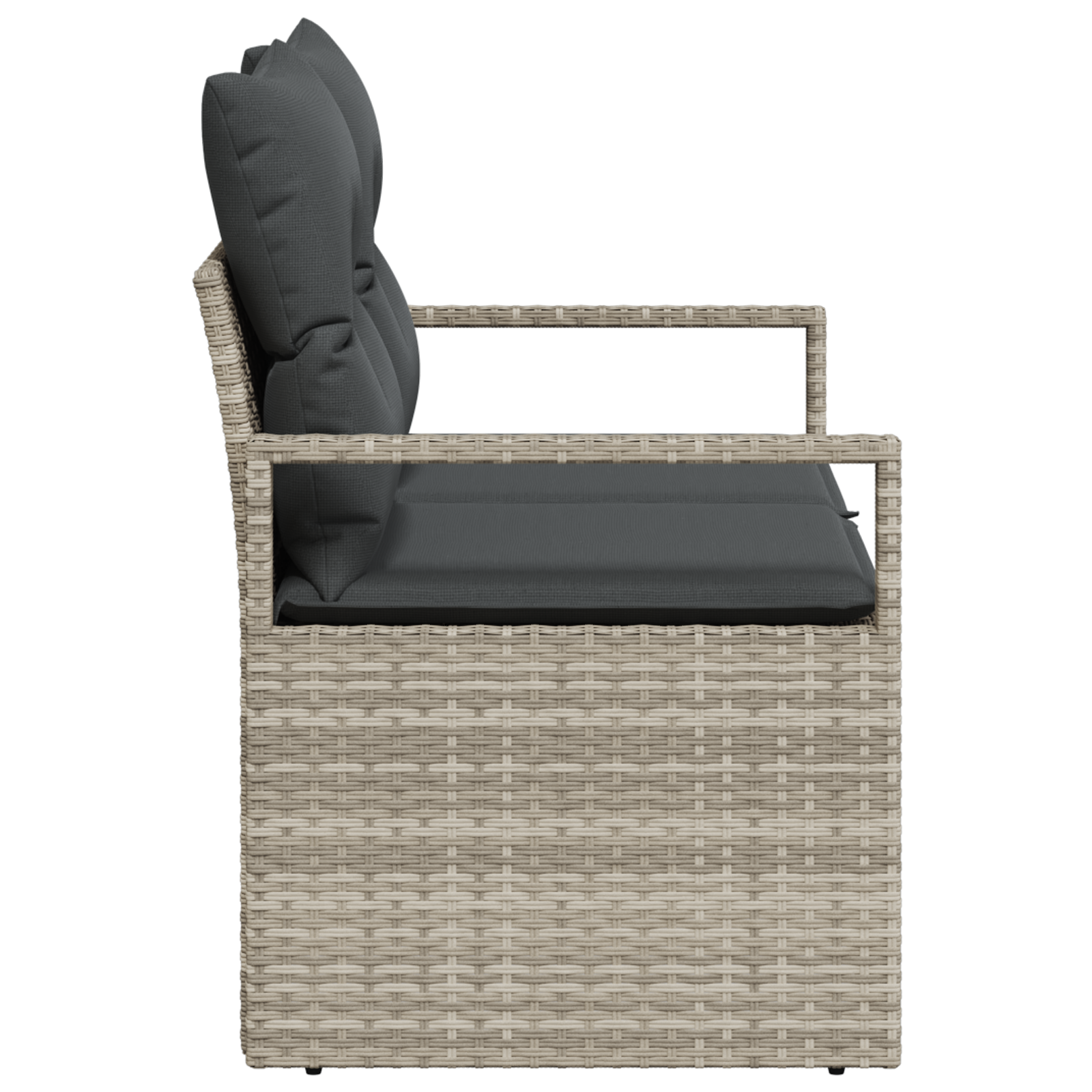 2-Seater Garden Sofa with Storage&Cushions Grey Poly Rattan - Image 5