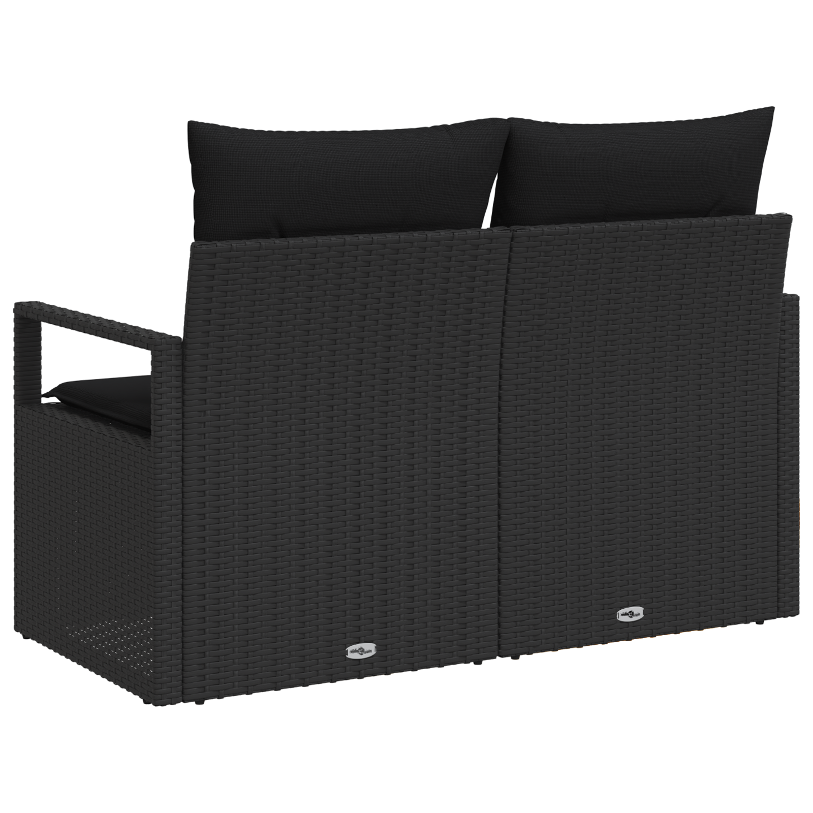 2-Seater Garden Sofa with Storage&Cushions Black Poly Rattan - Image 4