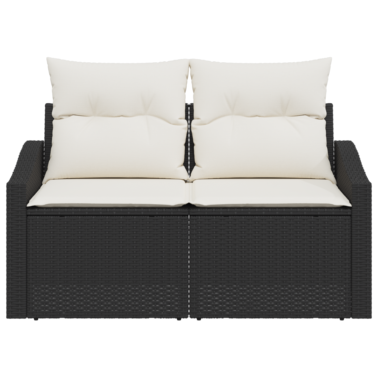 2-Seater Garden Sofa with Storage&Cushions Black Poly Rattan - Image 5