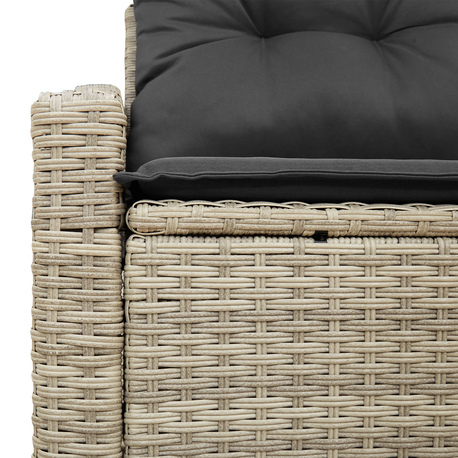 2-Seater Garden Sofa with Storage&Cushions Grey Poly Rattan - Image 7