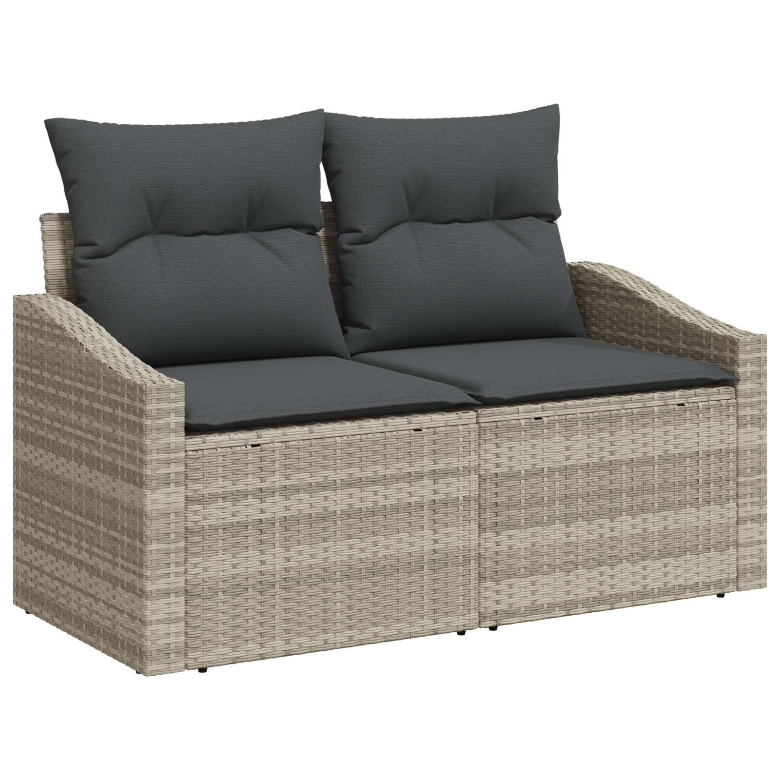 2-Seater Garden Sofa with Storage&Cushions Grey Poly Rattan - Image 2