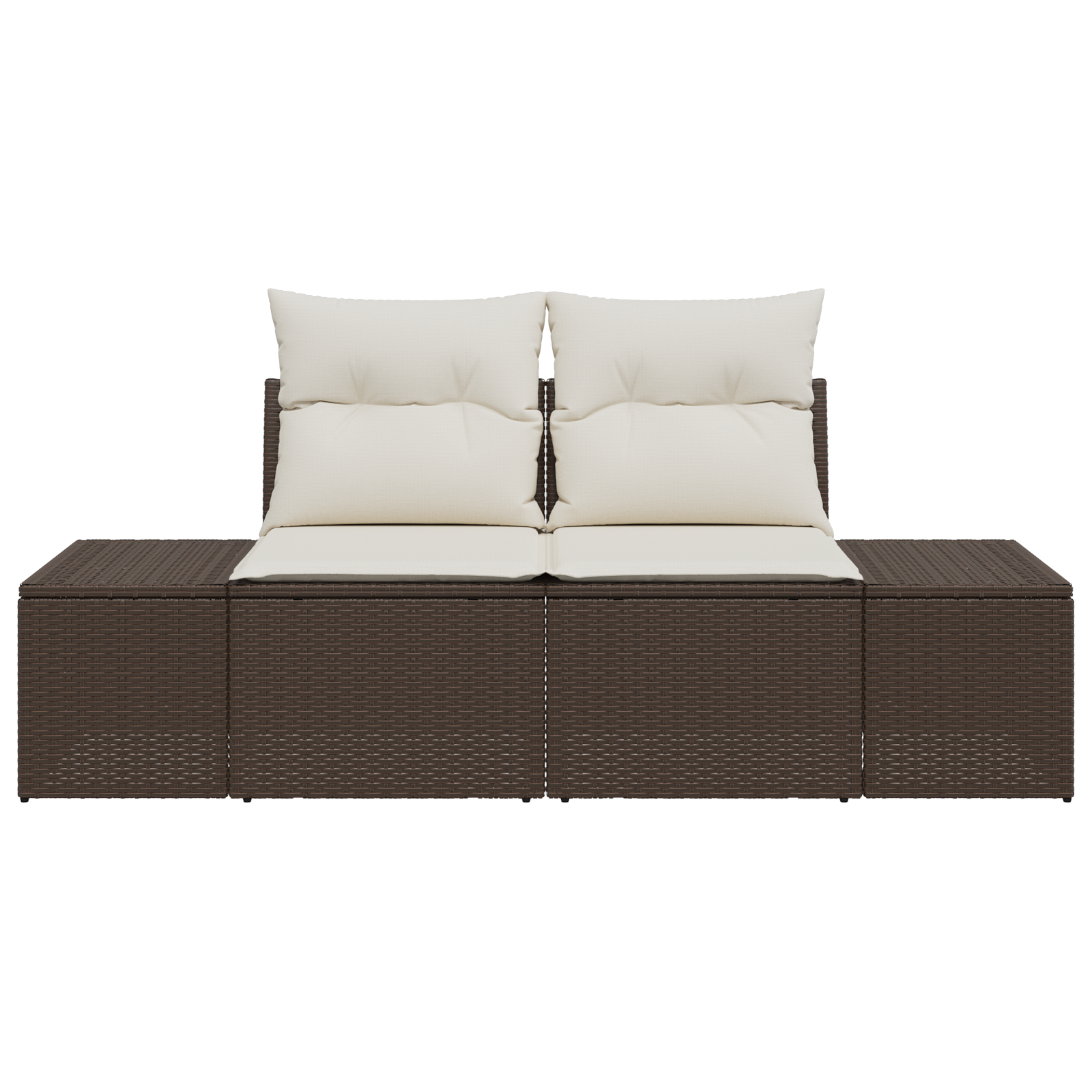 2-Seater Garden Sofa with Cushions Brown Poly Rattan - Image 5