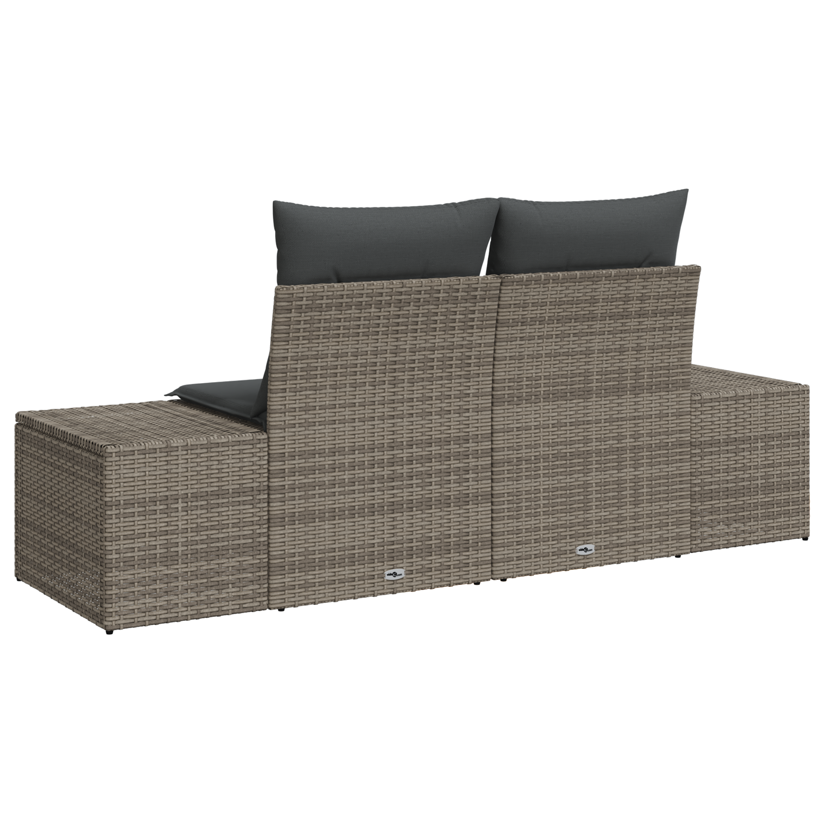 2-Seater Garden Sofa with Cushions Grey Poly Rattan - Image 3