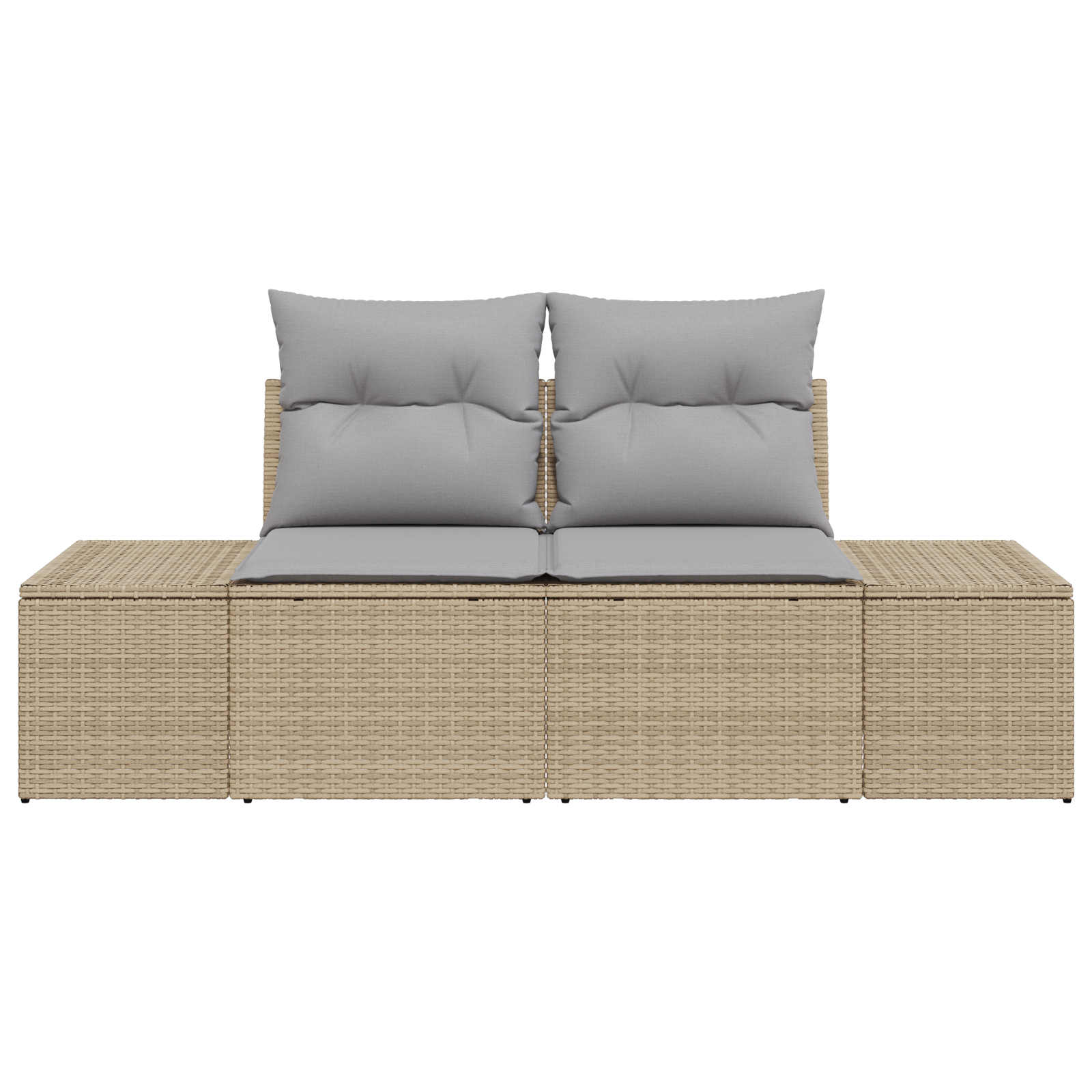 2-Seater Garden Sofa with Cushions Beige Poly Rattan - Image 5