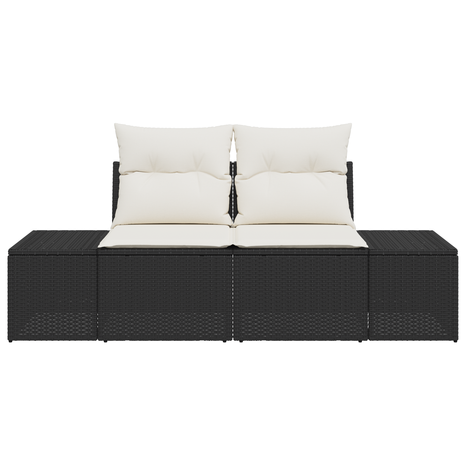 2-Seater Garden Sofa with Storage & Cushions Black Poly Rattan - Image 5