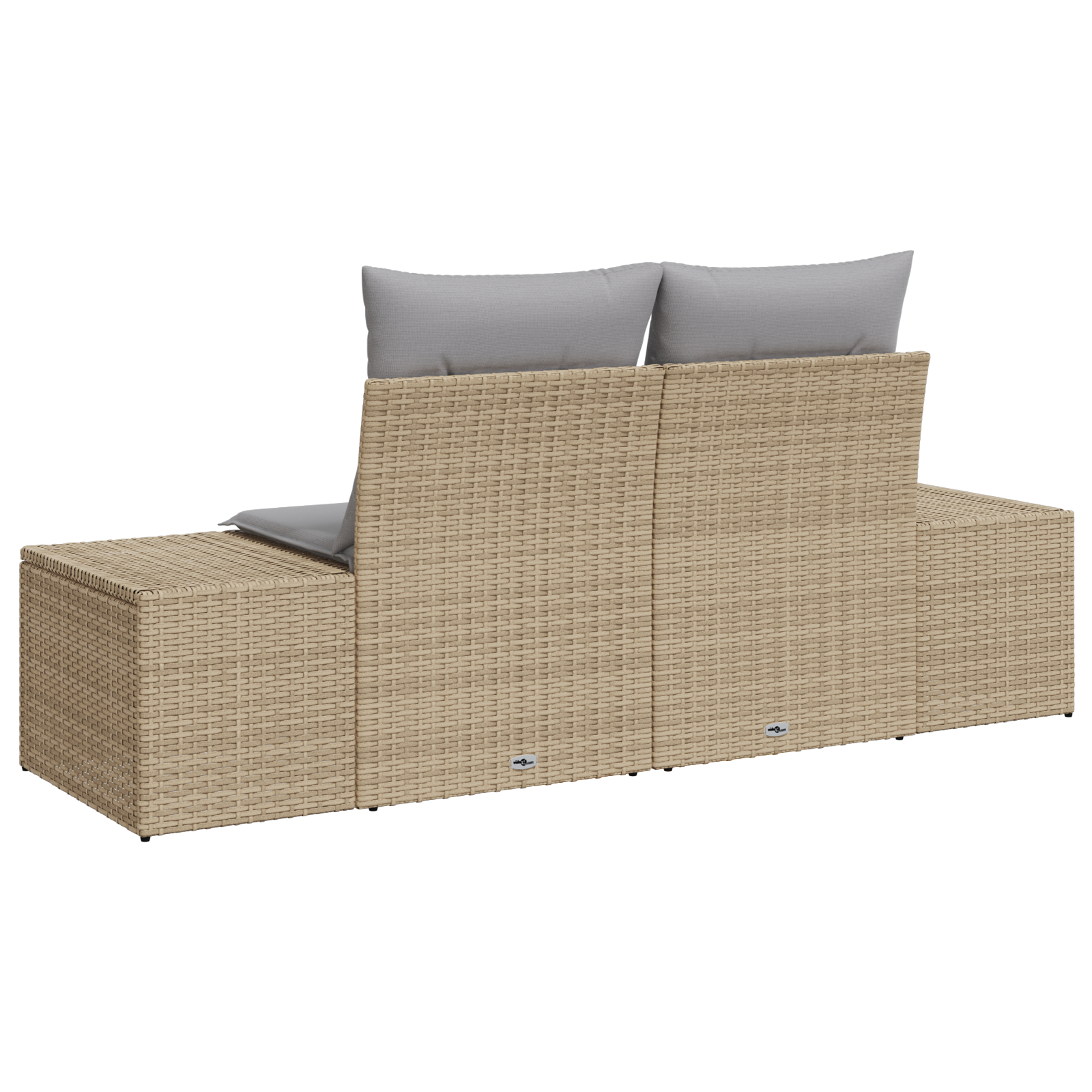 2-Seater Garden Sofa with Storage & Cushions Beige Poly Rattan - Image 3