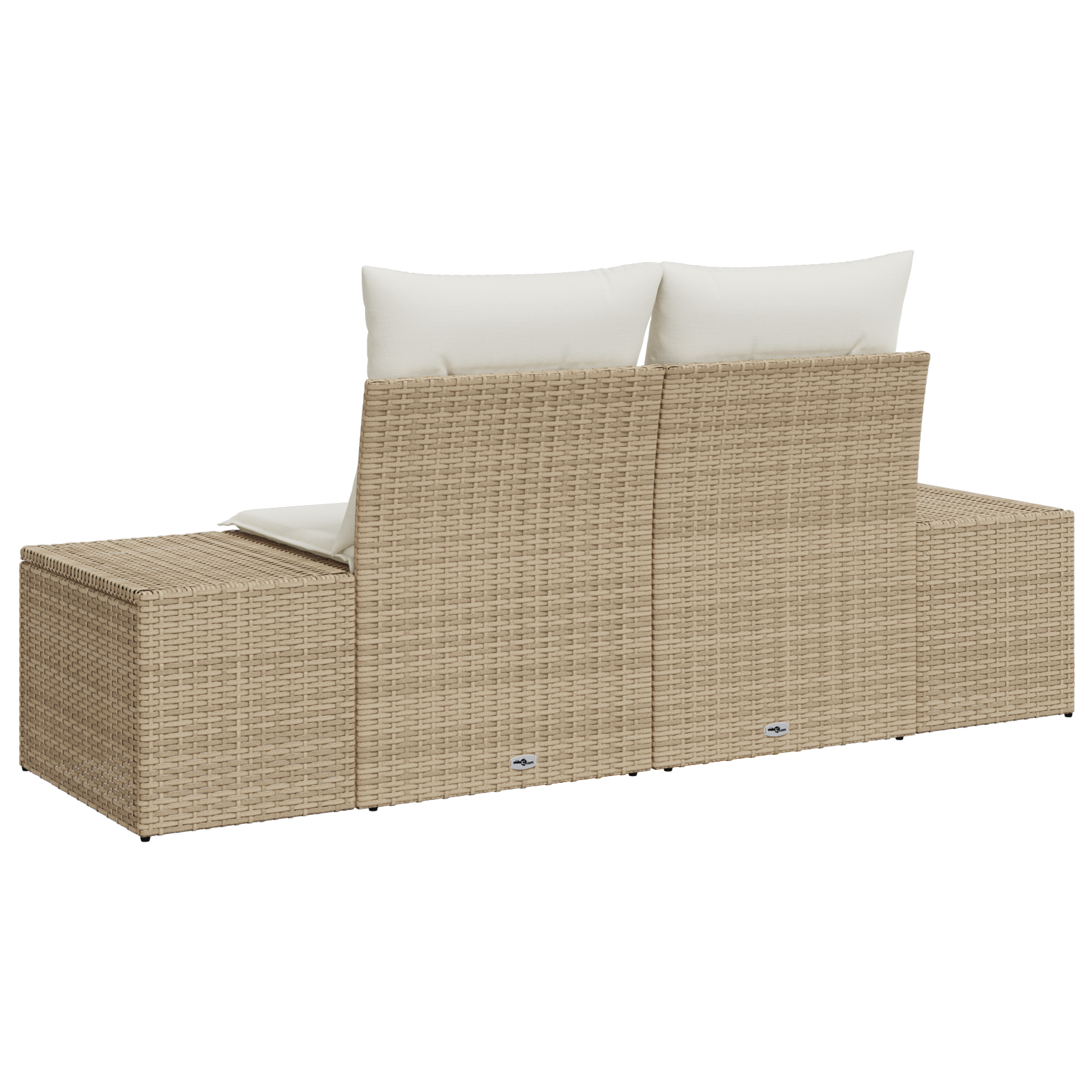 2-Seater Garden Sofa with Storage & Cushions Beige Poly Rattan - Image 3