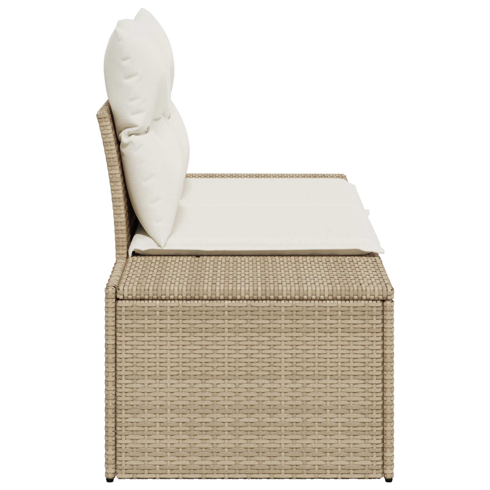 2-Seater Garden Sofa with Storage & Cushions Beige Poly Rattan - Image 4