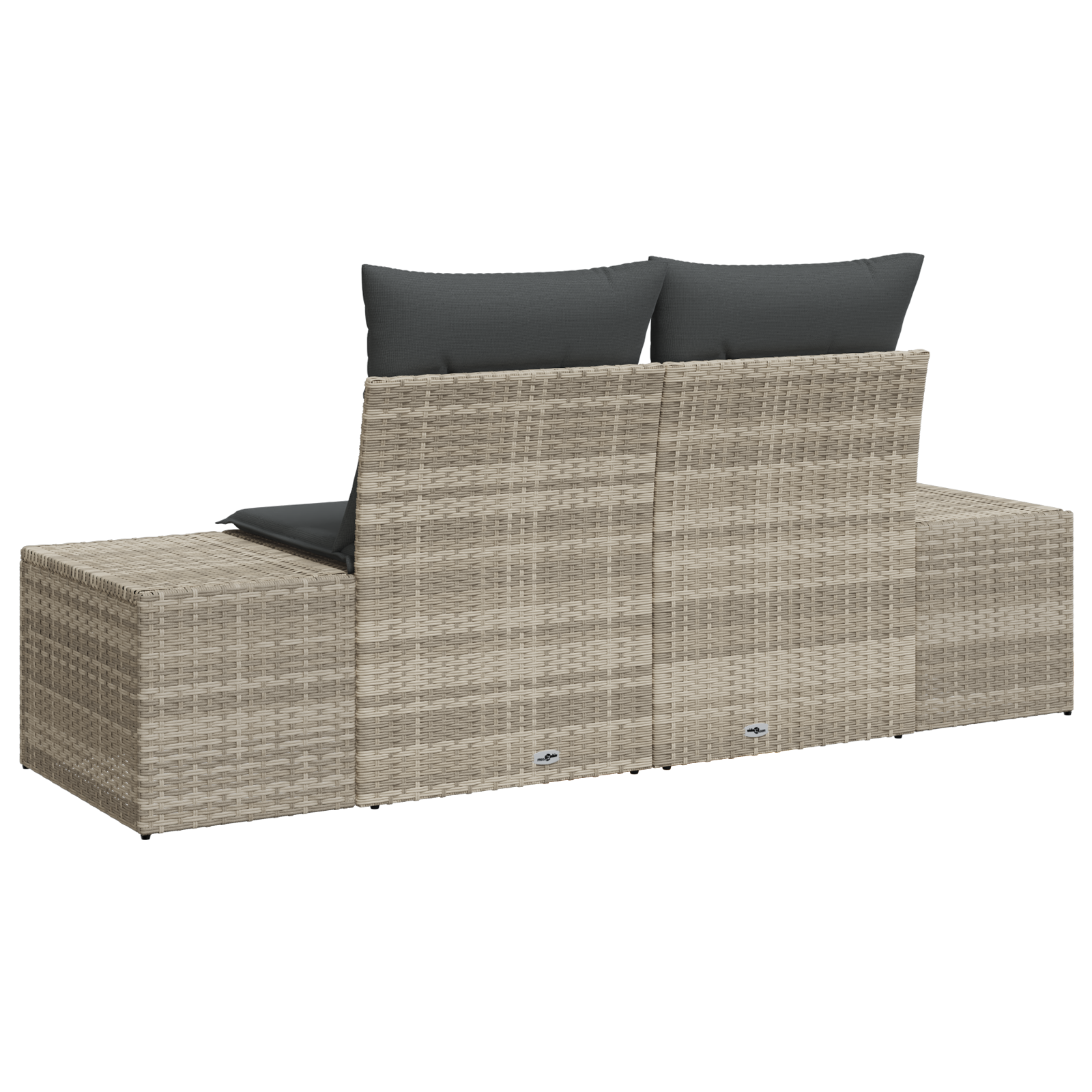 2-Seater Garden Sofa with Storage & Cushions Grey Poly Rattan - Image 2
