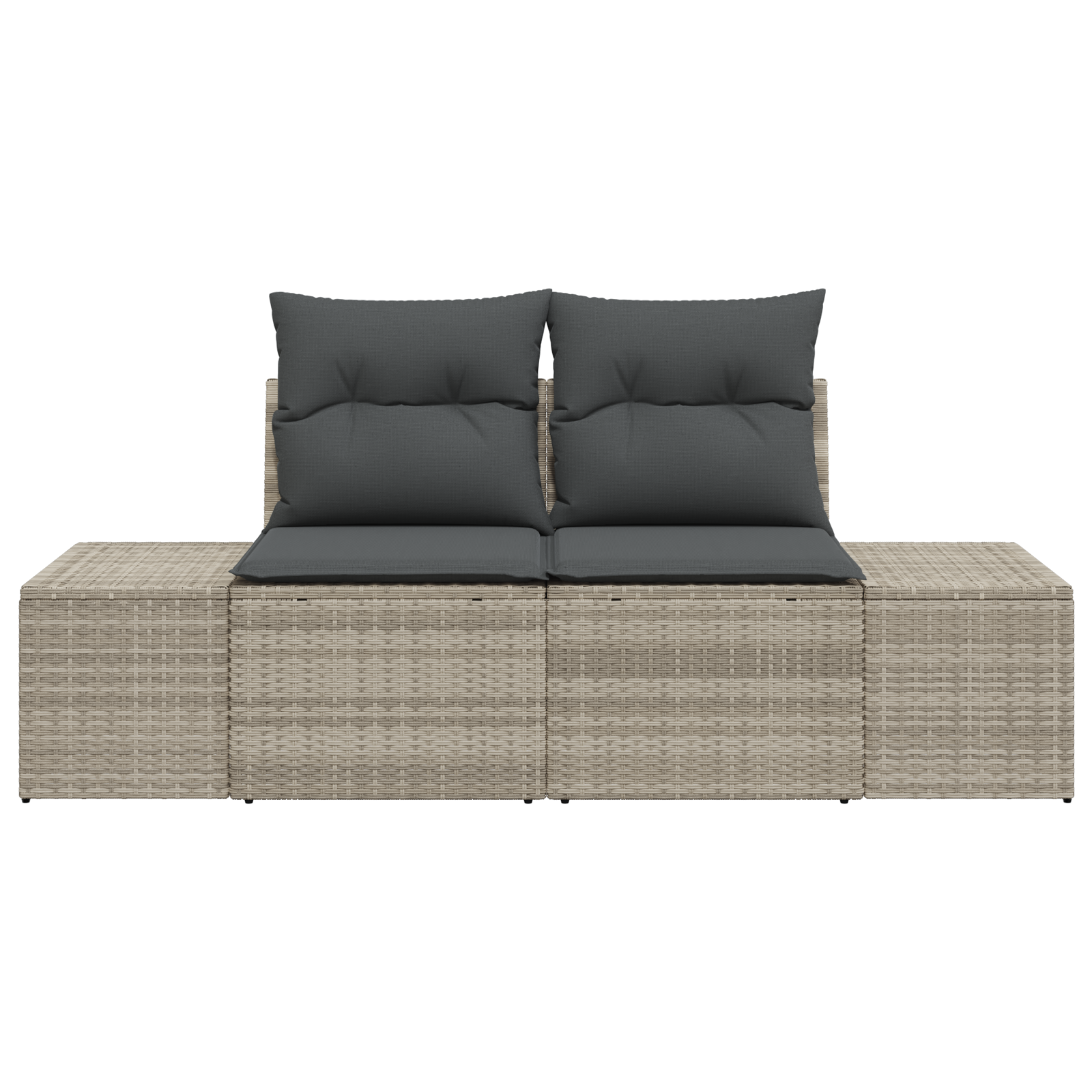2-Seater Garden Sofa with Storage & Cushions Grey Poly Rattan - Image 3