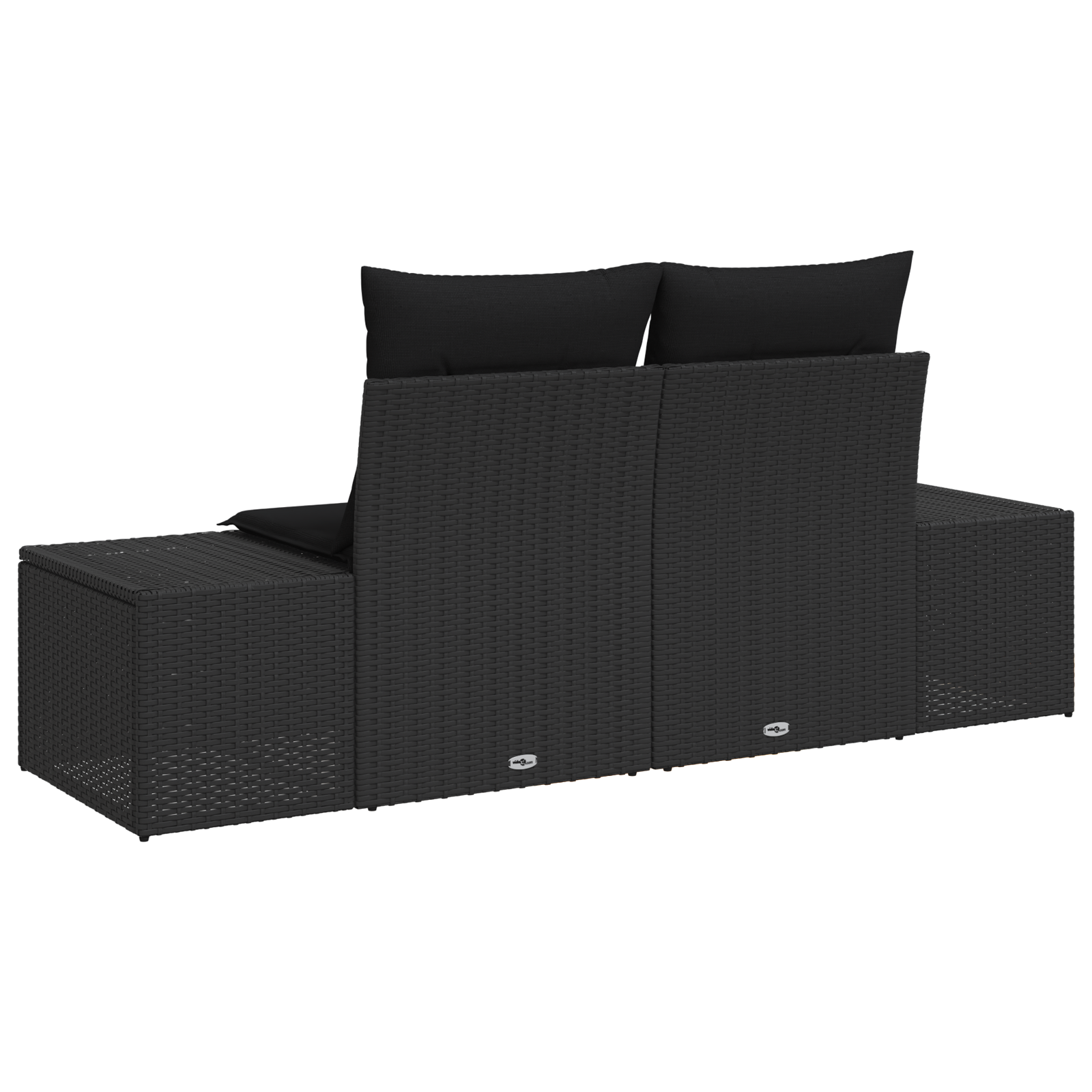 2-Seater Garden Sofa with Storage&Cushions Black Poly Rattan - Image 3