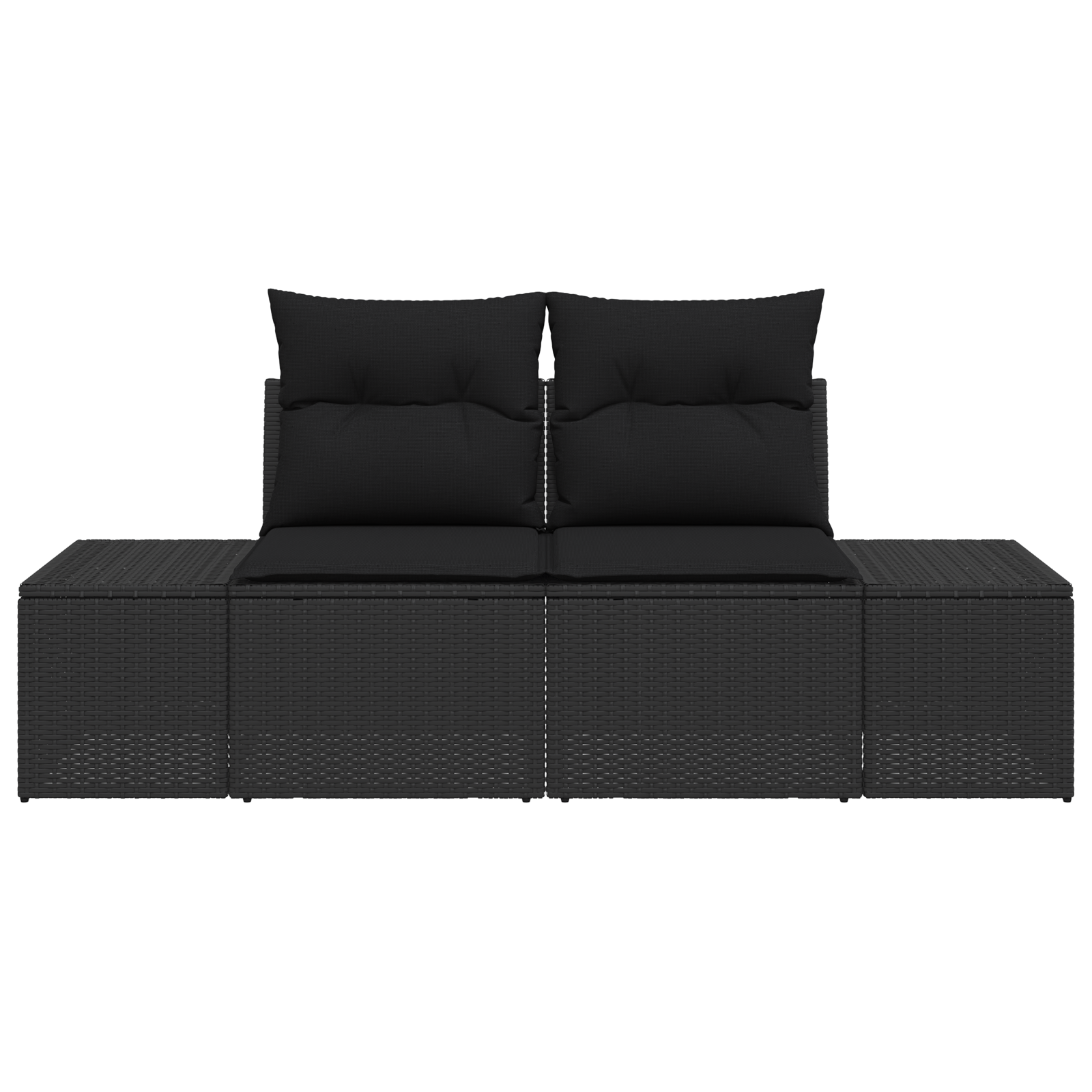 2-Seater Garden Sofa with Storage&Cushions Black Poly Rattan - Image 4