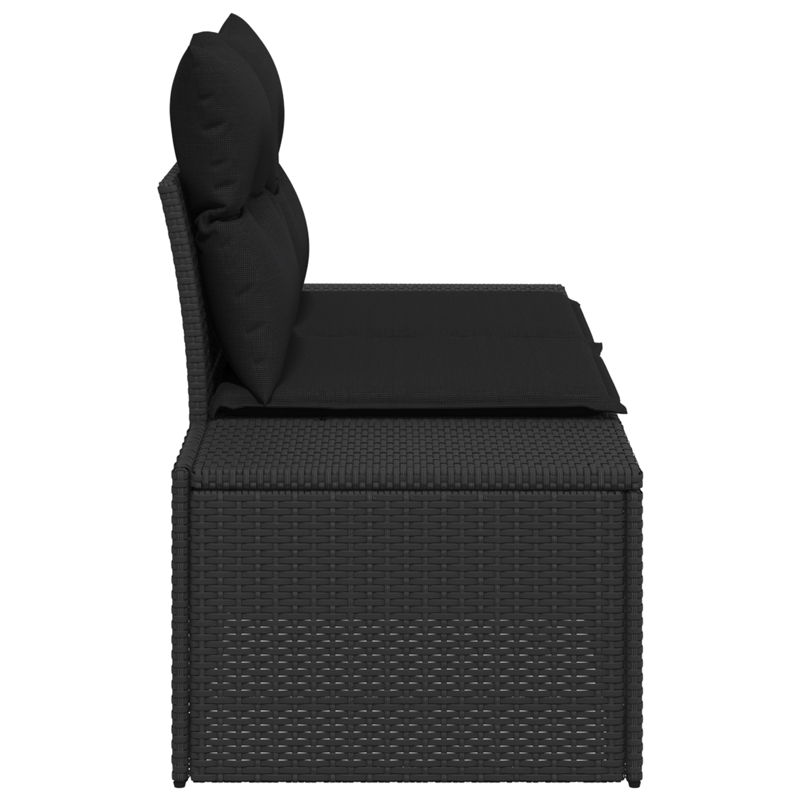 2-Seater Garden Sofa with Storage&Cushions Black Poly Rattan - Image 5