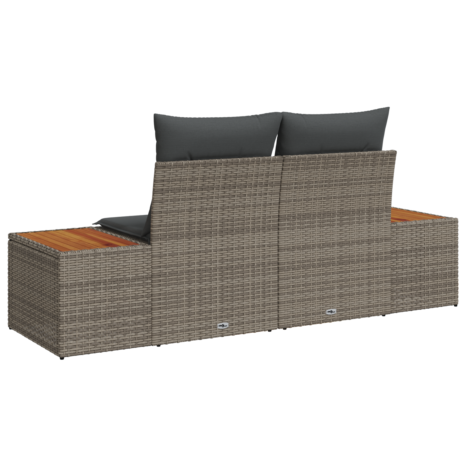 2-Seater Garden Sofa with Cushions Grey Poly Rattan - Image 4