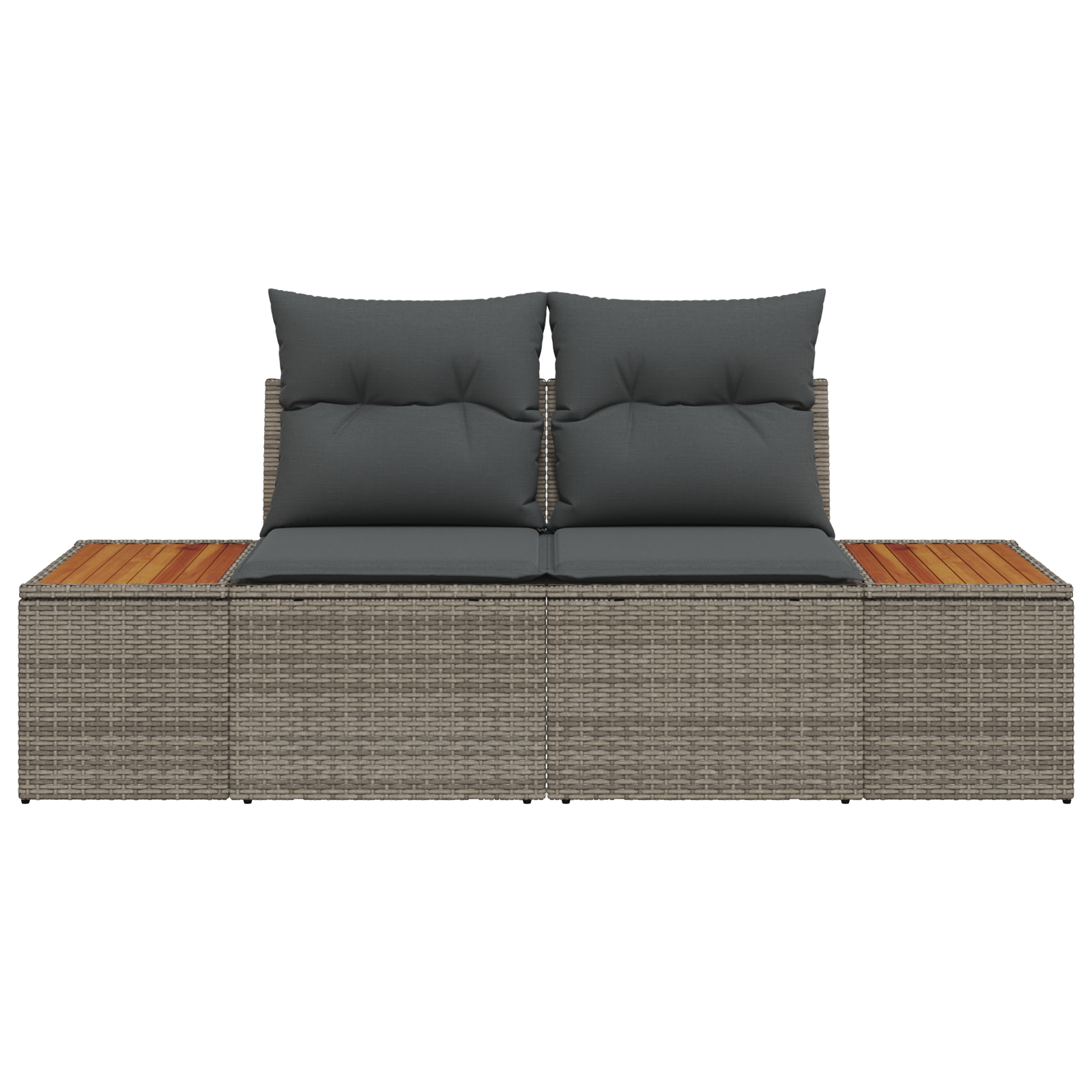 2-Seater Garden Sofa with Cushions Grey Poly Rattan - Image 5