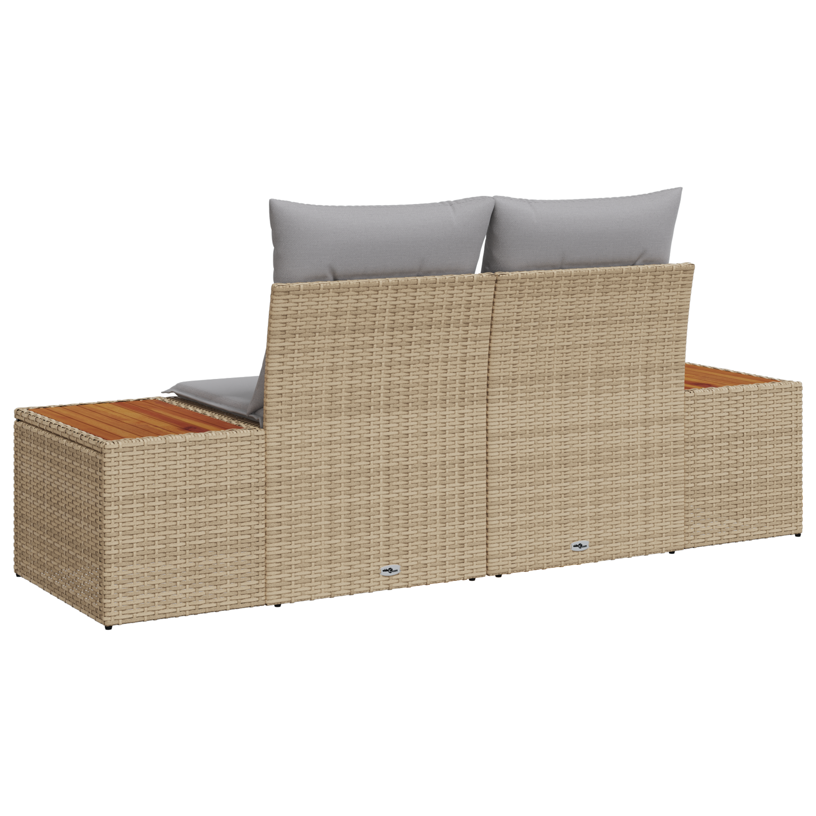 2-Seater Garden Sofa with Cushions Beige Poly Rattan - Image 2
