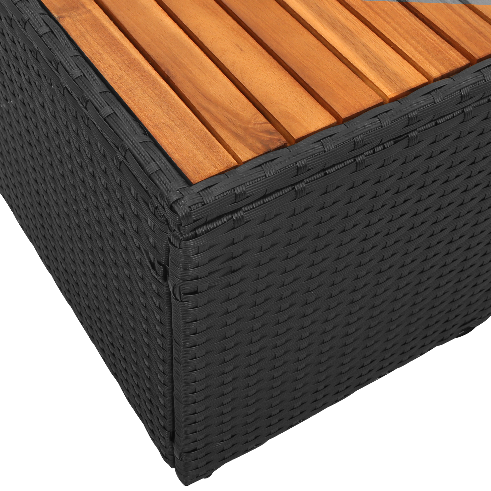 Sofá de Jardim de com Armazenamento & Almofadas Preto Polirattan