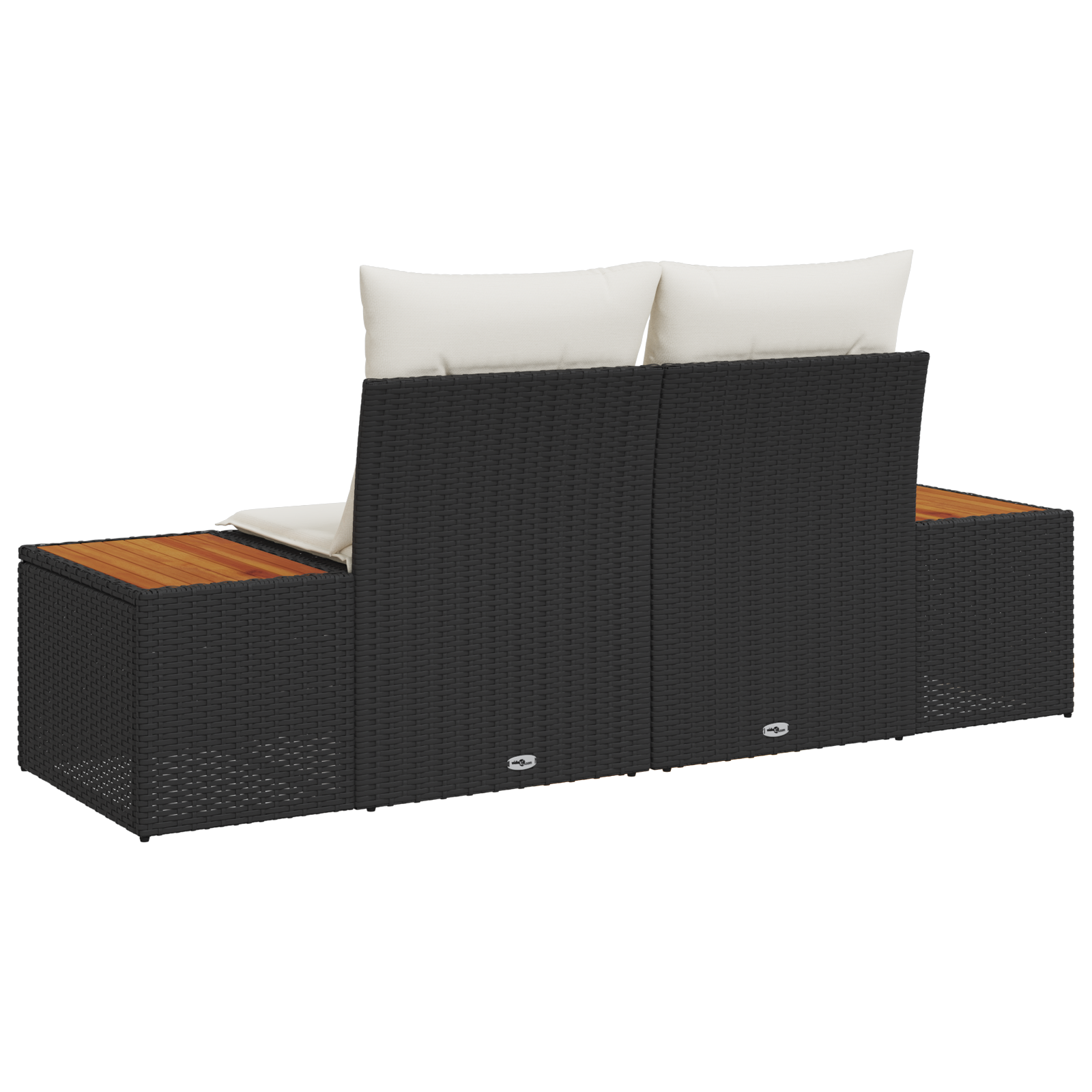 Sofá de Jardim de com Armazenamento & Almofadas Preto Polirattan