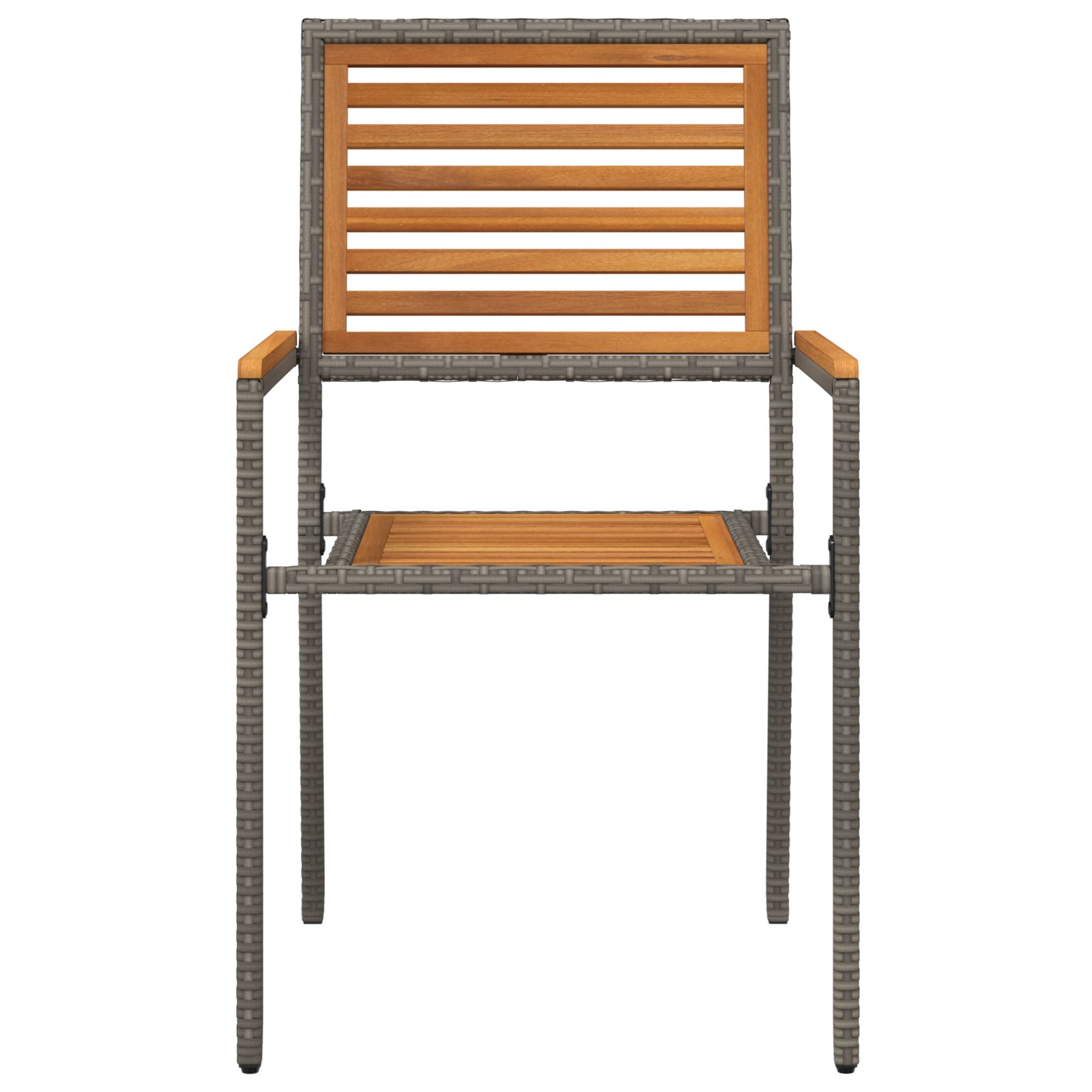 Stacking Garden Chairs with Cushions 2 pcs Grey Poly Rattan - Image 5