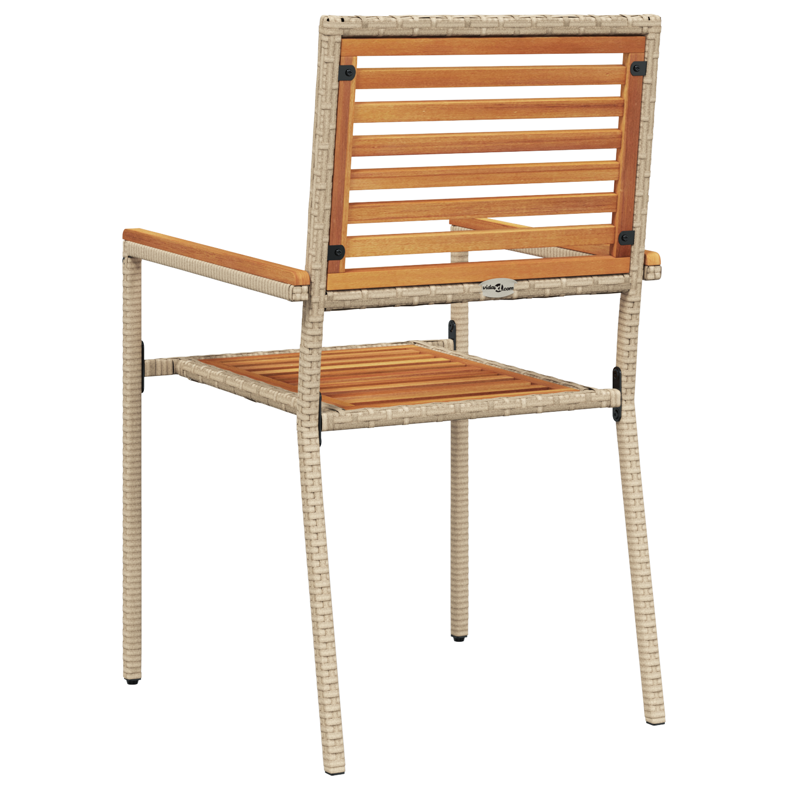 Stacking Garden Chairs with Cushions - Set of 2 in Beige Poly Rattan - Image 7