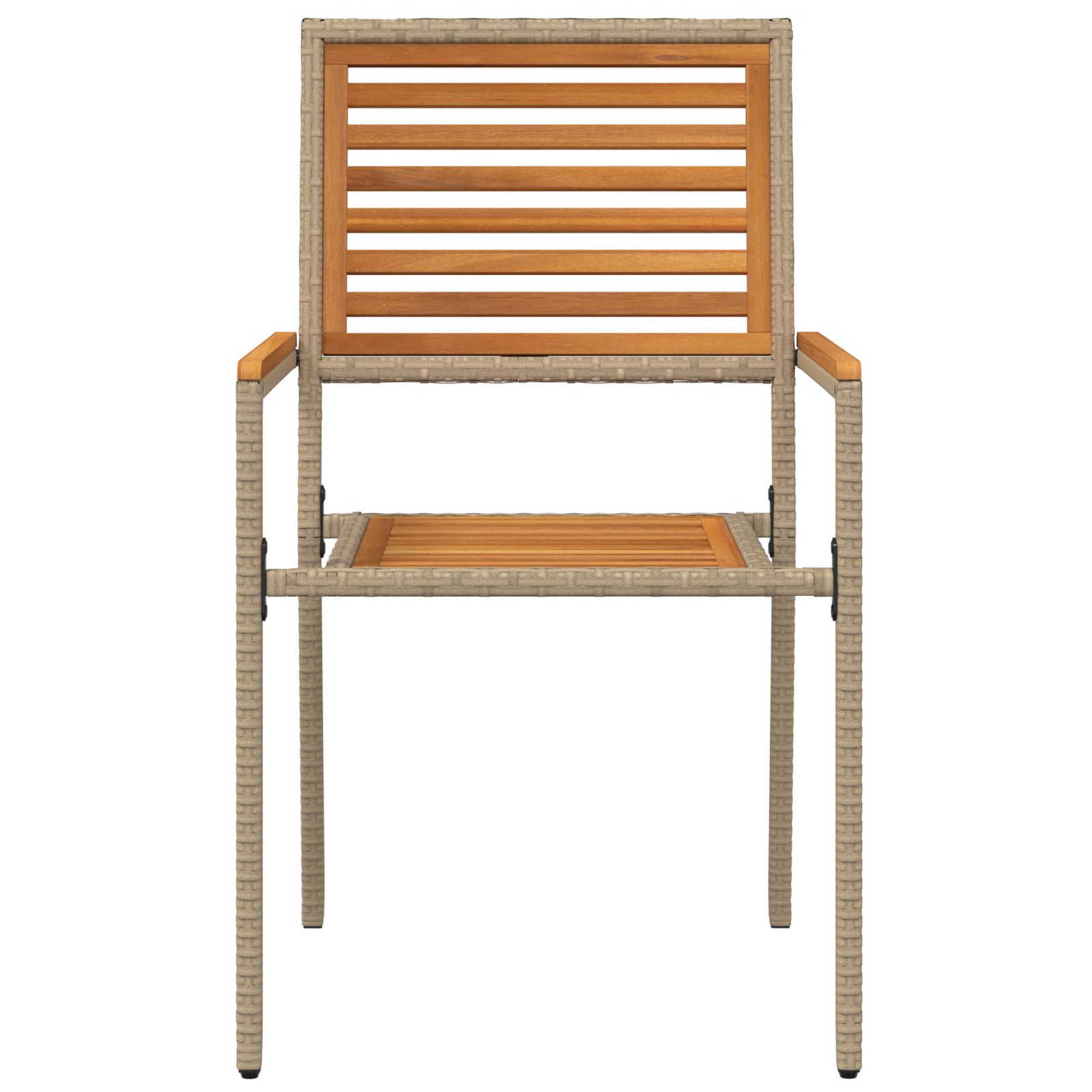 Stacking Garden Chairs with Cushions - Set of 2 in Beige Poly Rattan - Image 5