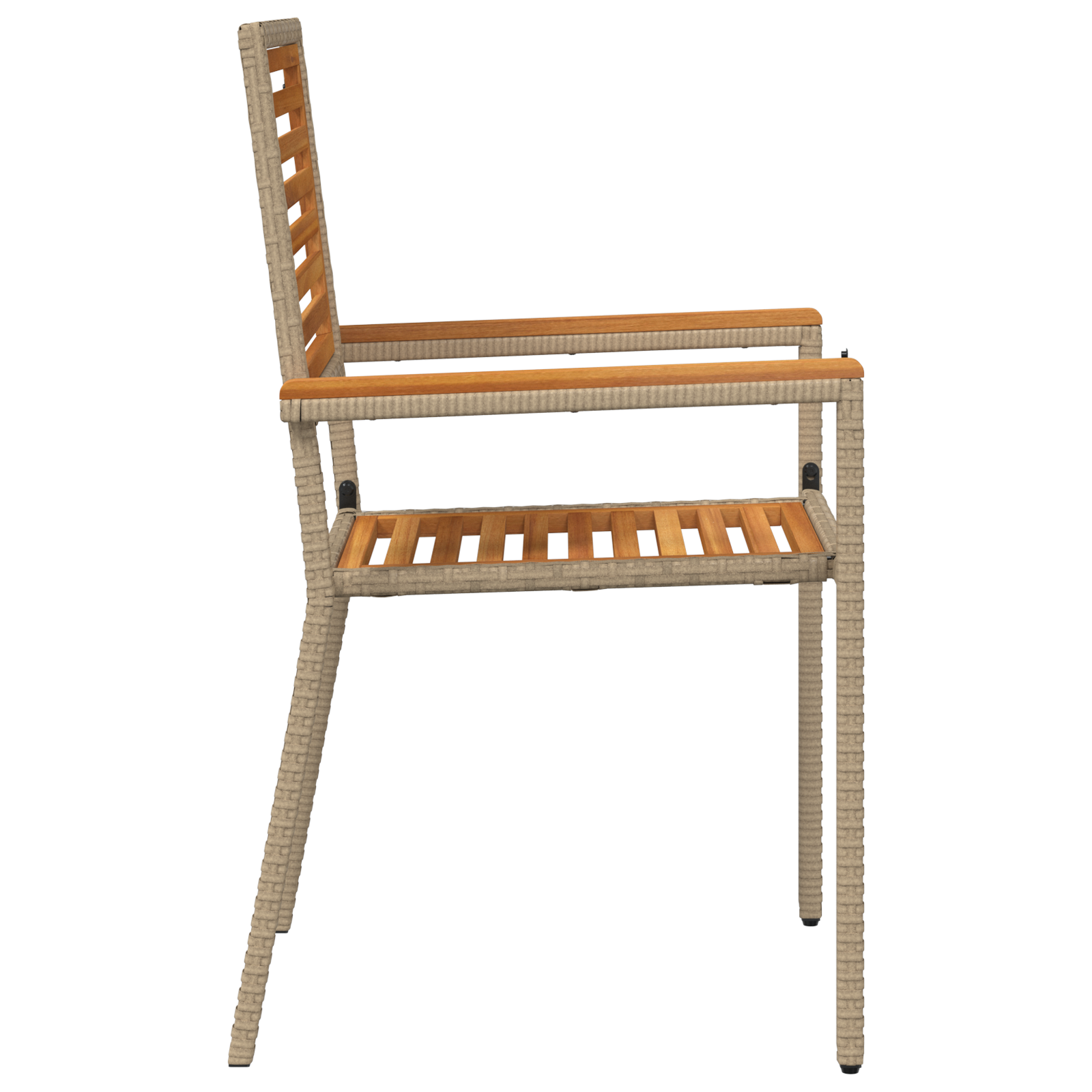 Stacking Garden Chairs with Cushions - Set of 2 in Beige Poly Rattan - Image 6