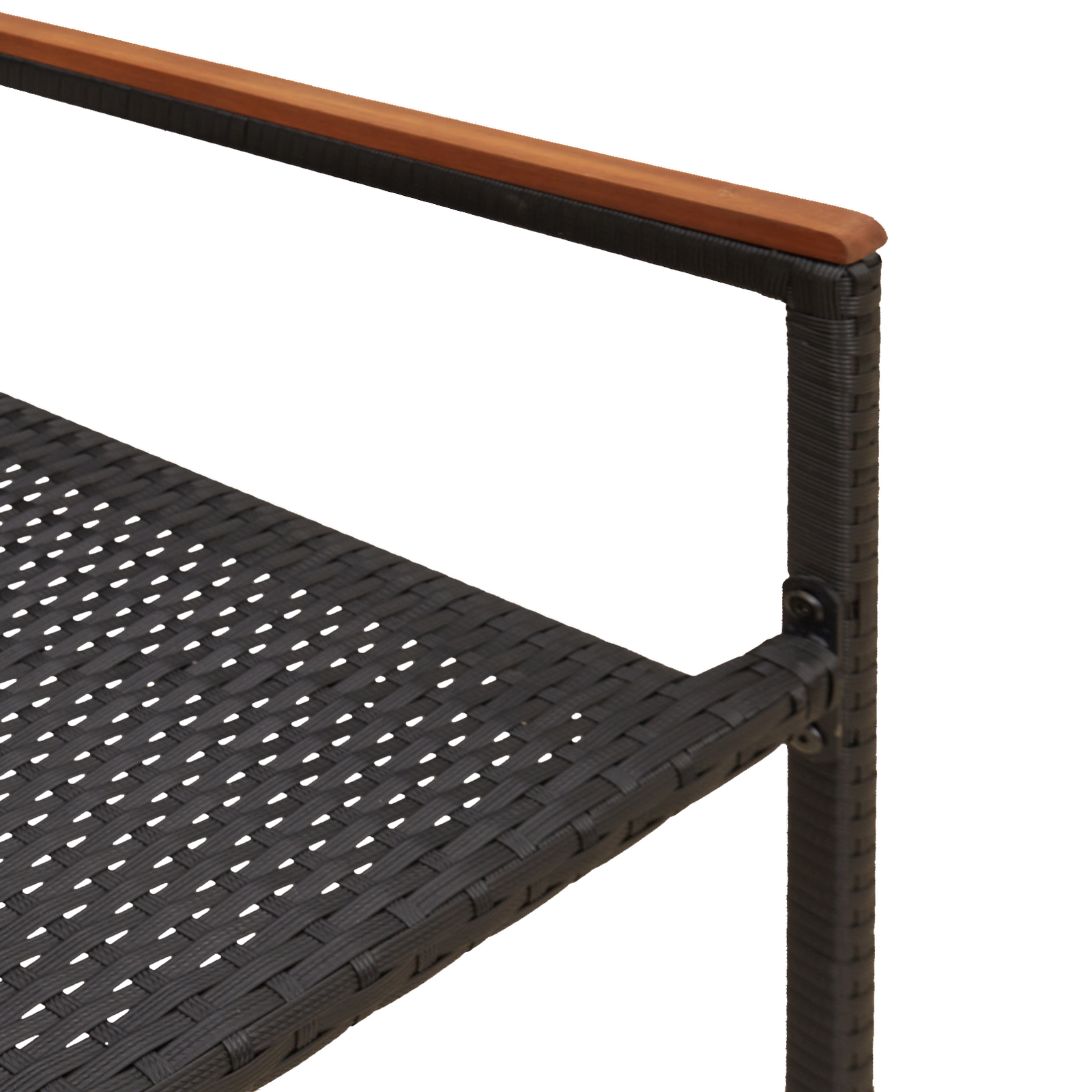 Stacking Garden Chairs with Cushions - 2 Piece Set in Black Poly Rattan - Image 9