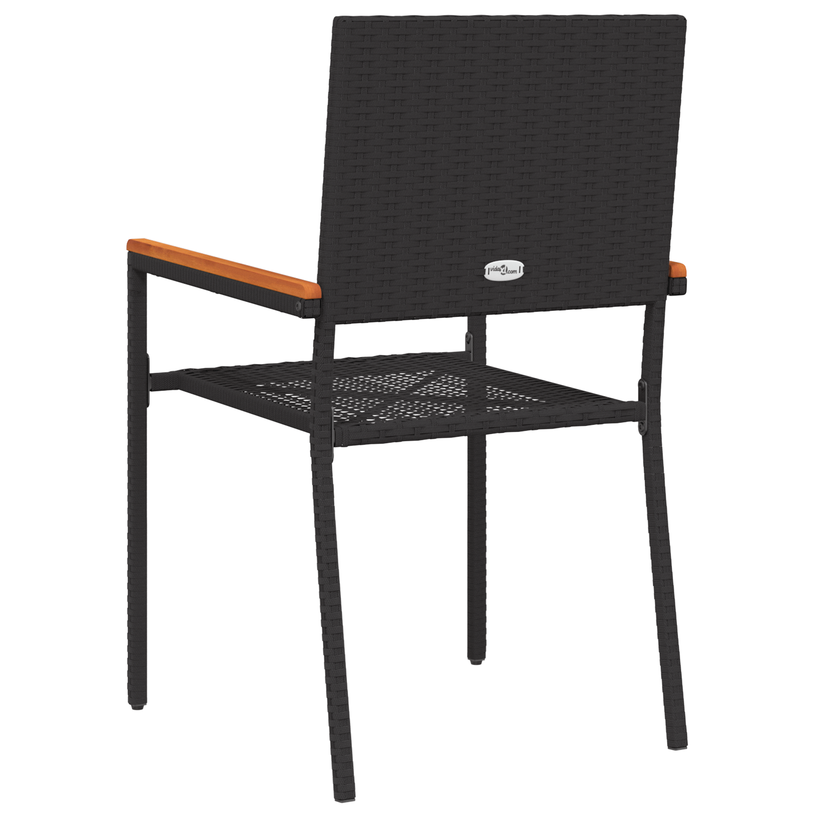 Stacking Garden Chairs with Cushions - 2 Piece Set in Black Poly Rattan - Image 7