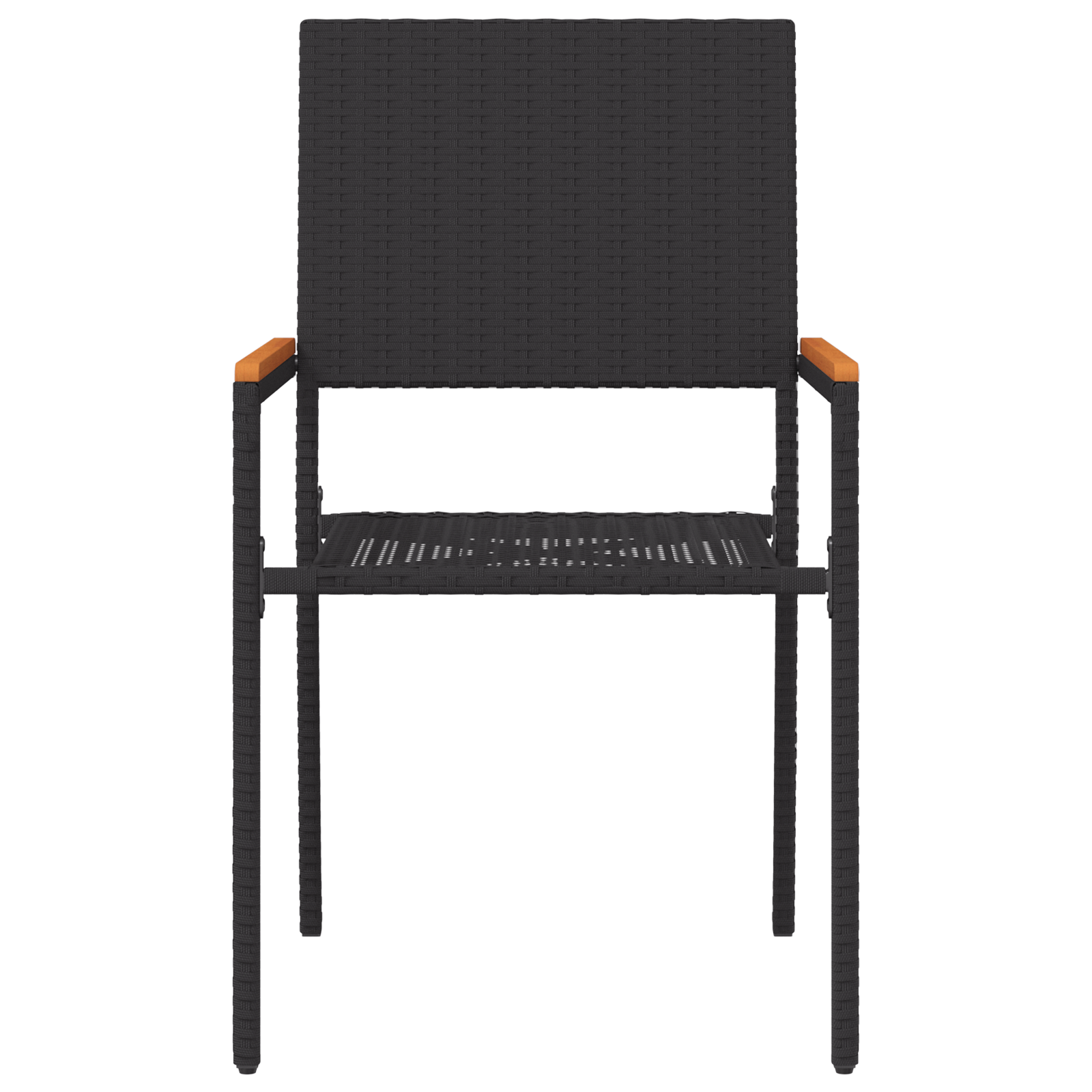 Stacking Garden Chairs with Cushions - 2 Piece Set in Black Poly Rattan - Image 5