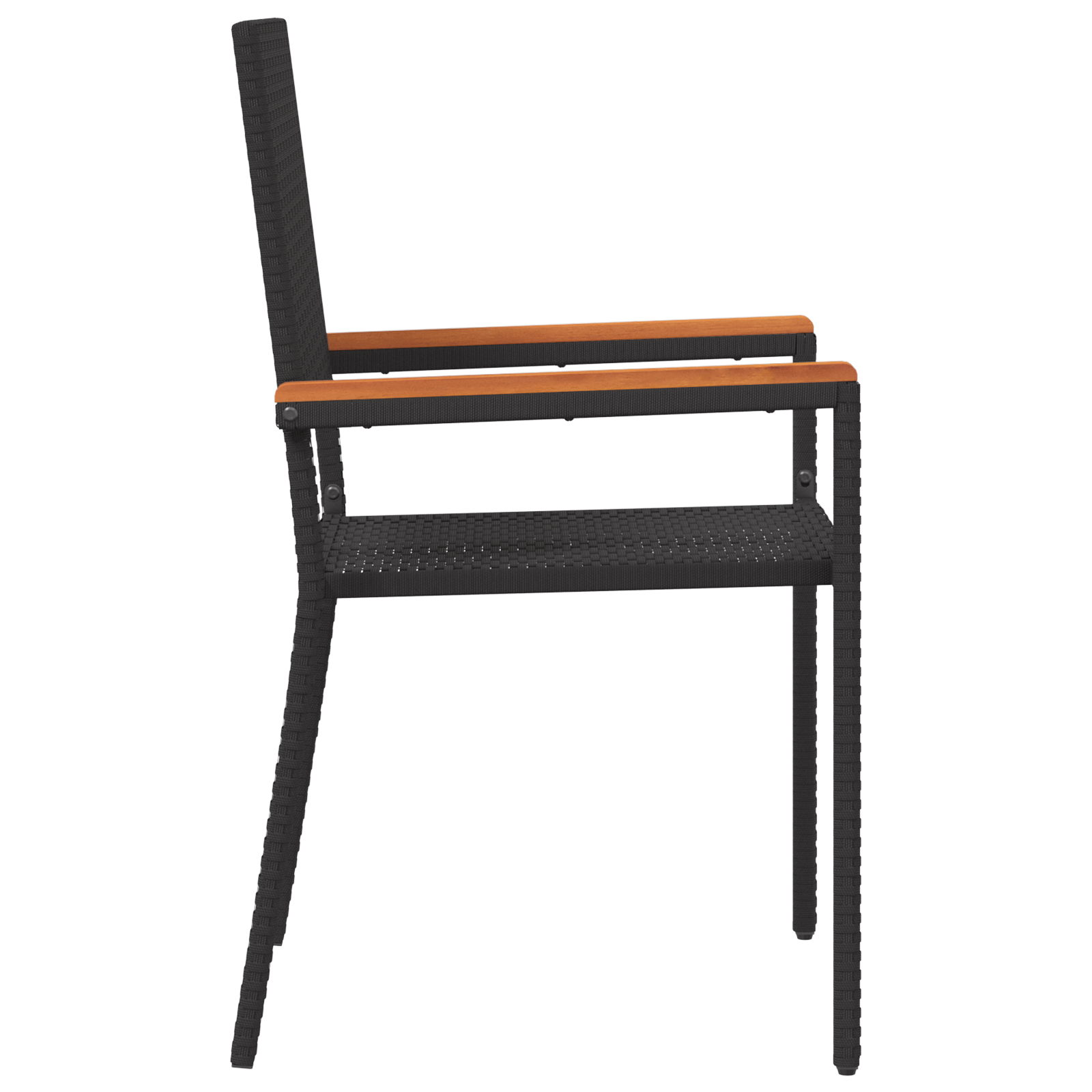 Stacking Garden Chairs with Cushions - 2 Piece Set in Black Poly Rattan - Image 6