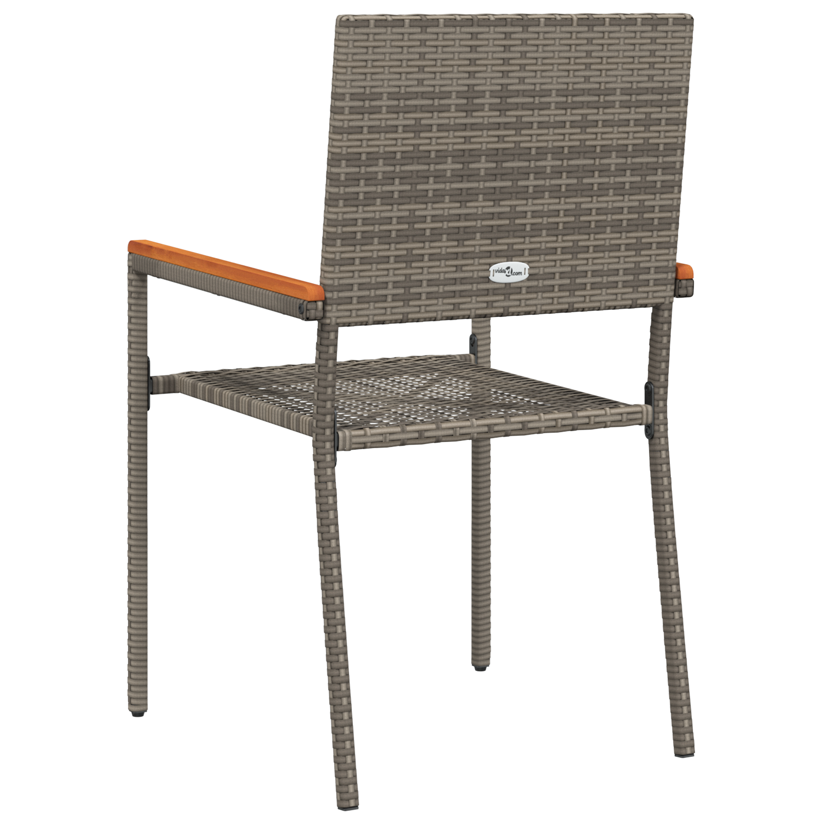 Stacking Garden Chairs with Cushions 2 pcs Grey Poly Rattan - Image 7