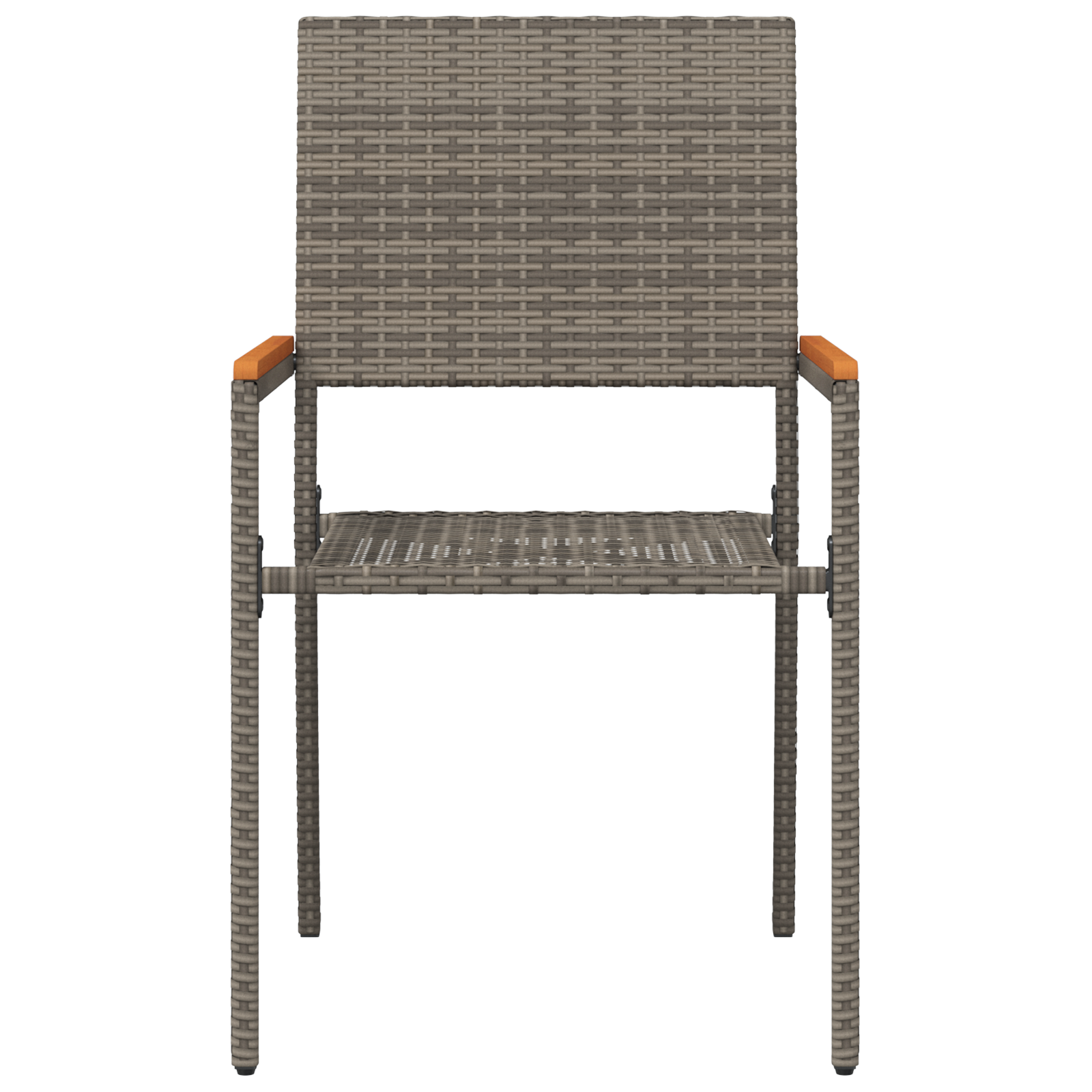 Stacking Garden Chairs with Cushions 2 pcs Grey Poly Rattan - Image 5