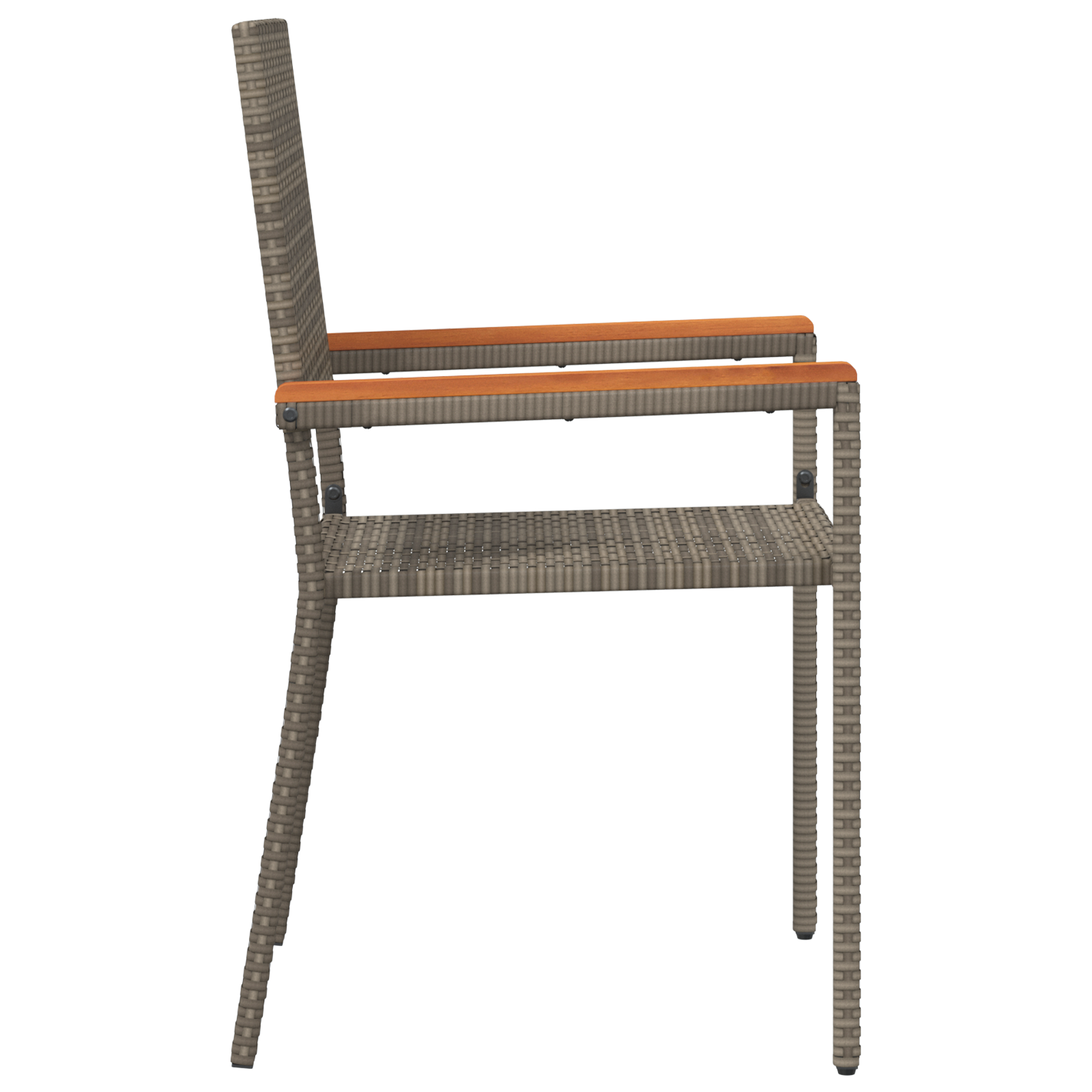 Stacking Garden Chairs with Cushions 2 pcs Grey Poly Rattan - Image 6