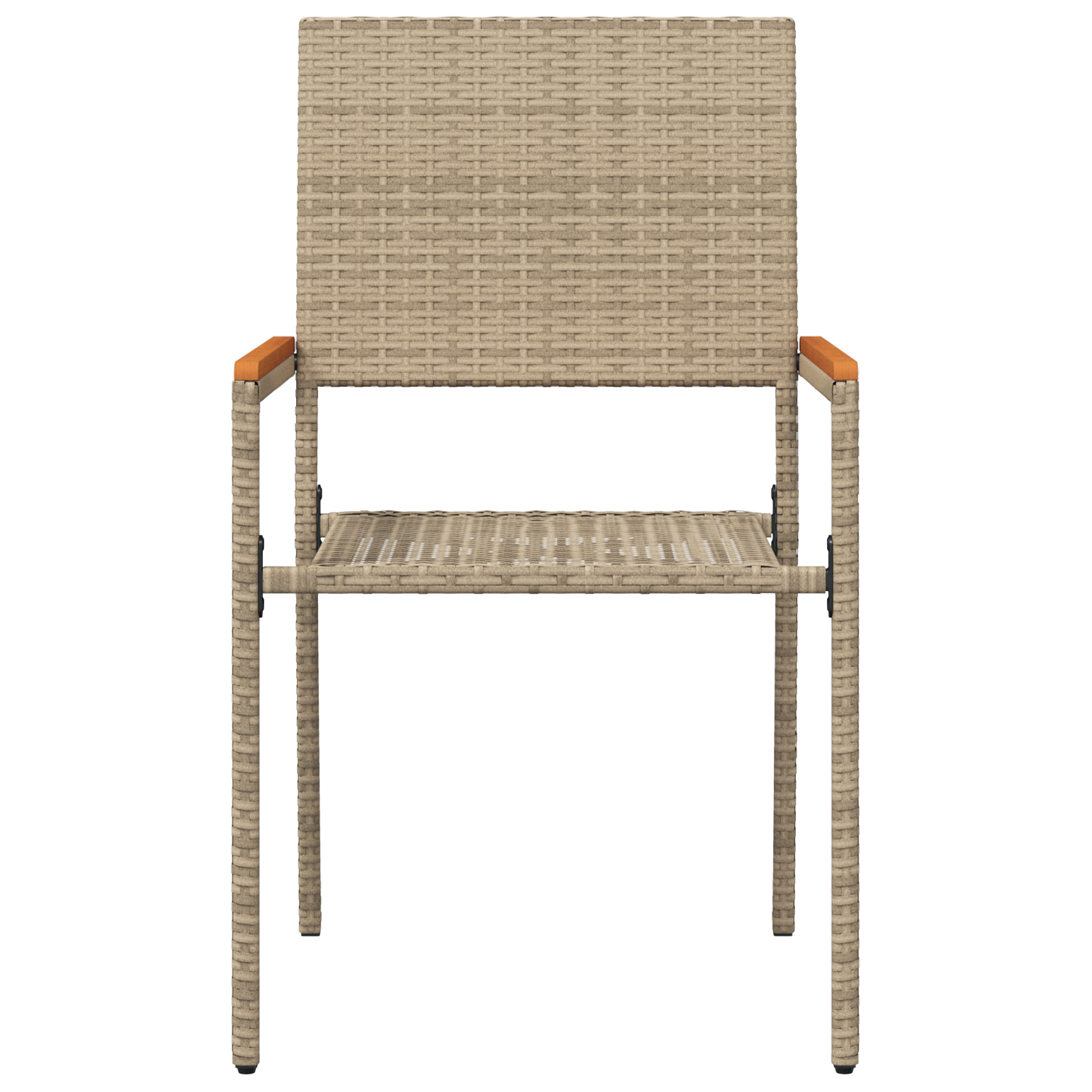 Stacking Garden Chairs with Cushions 2 pcs Beige Poly Rattan - Image 5