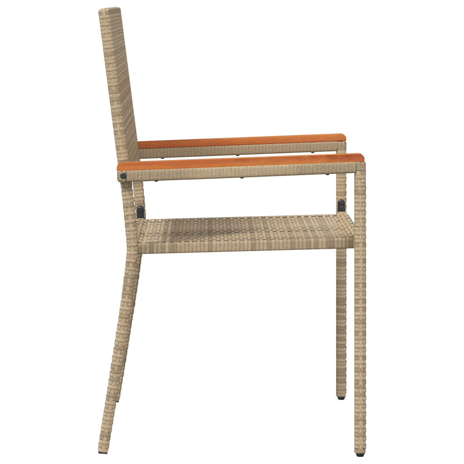 Stacking Garden Chairs with Cushions 2 pcs Beige Poly Rattan - Image 6