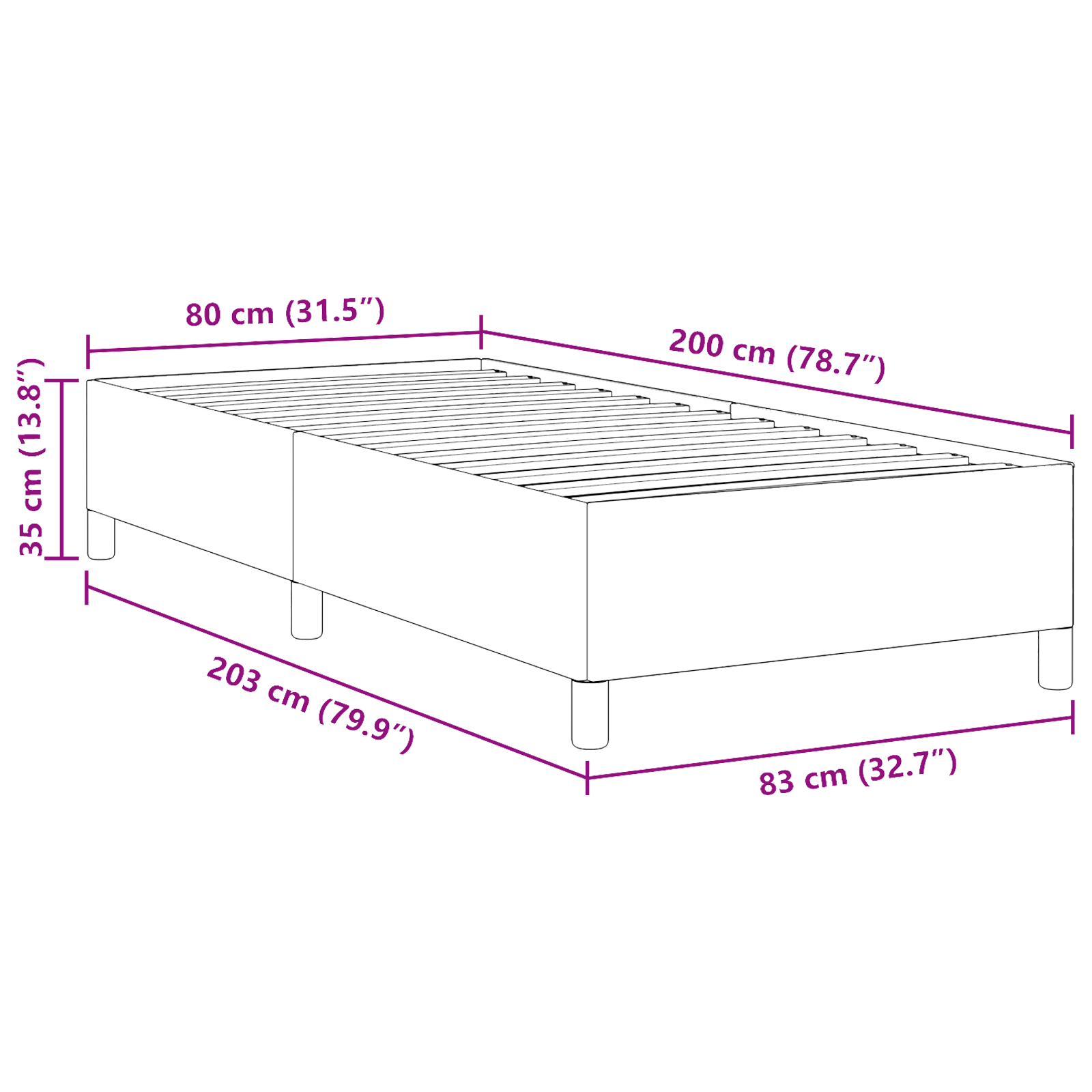 Lovos rėmas Šviesiai pilka 80x200 cm Kaduro audinys - Image 10