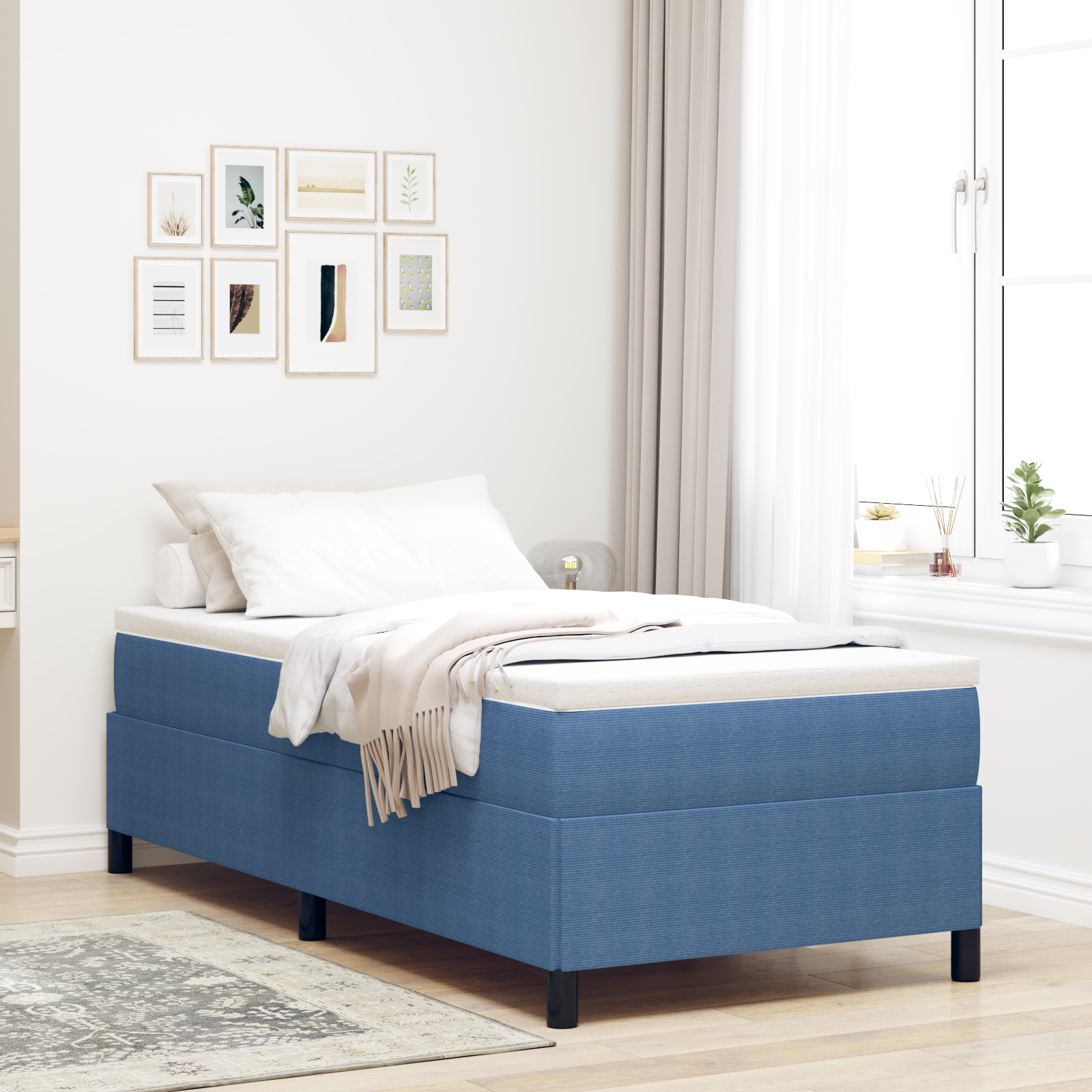 Bed Frame Blue 80x200 cm Corduroy Fabric