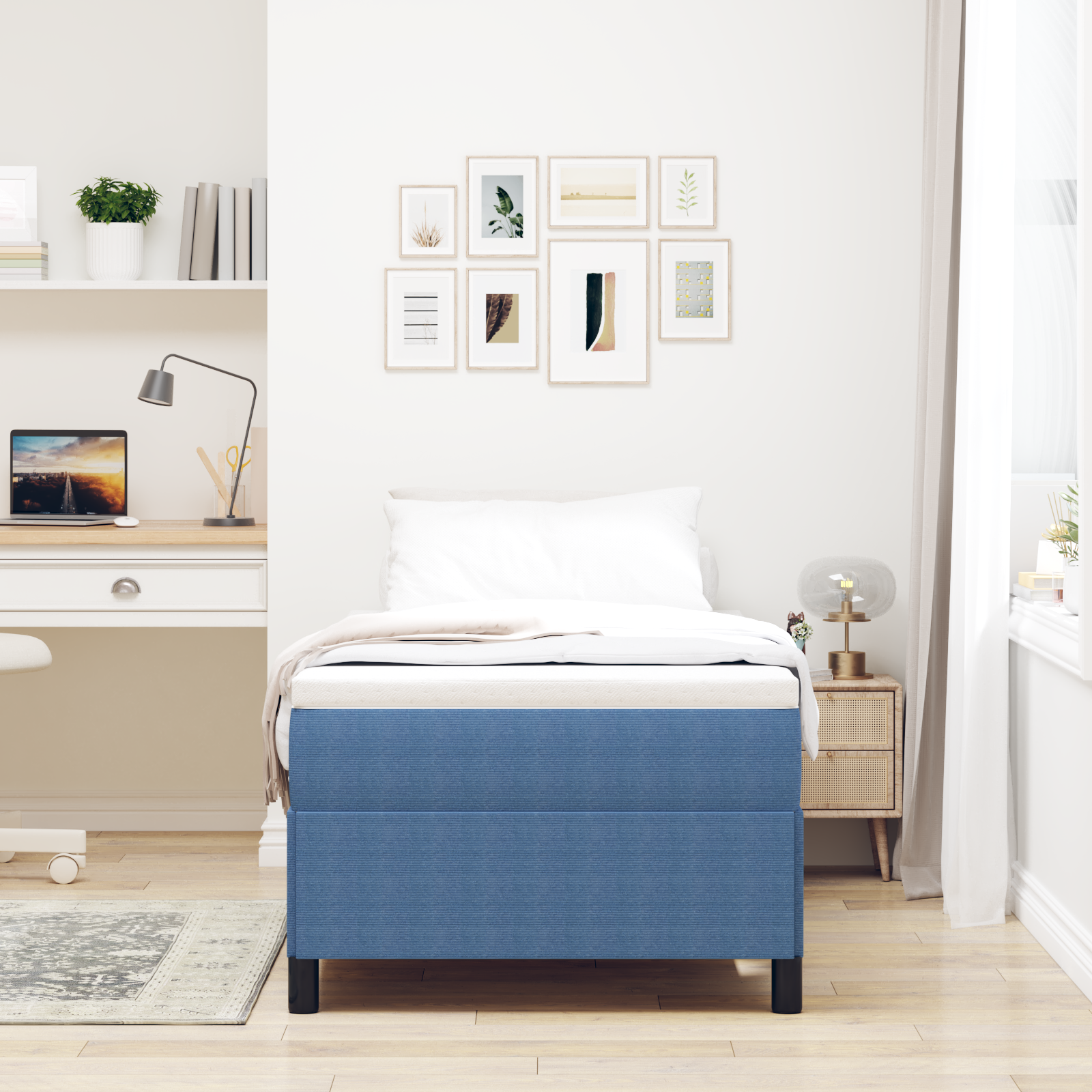 Bed Frame Blue 80x200 cm Corduroy Fabric - Image 4
