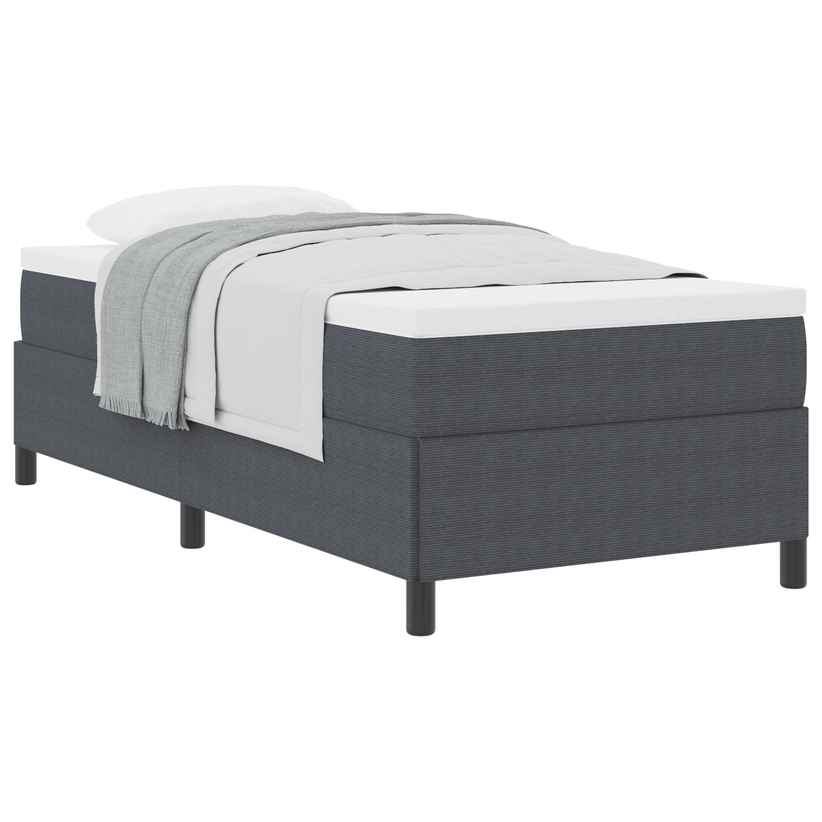 Bed Frame Dark Grey 90x190 cm Corduroy Fabric - Image 2