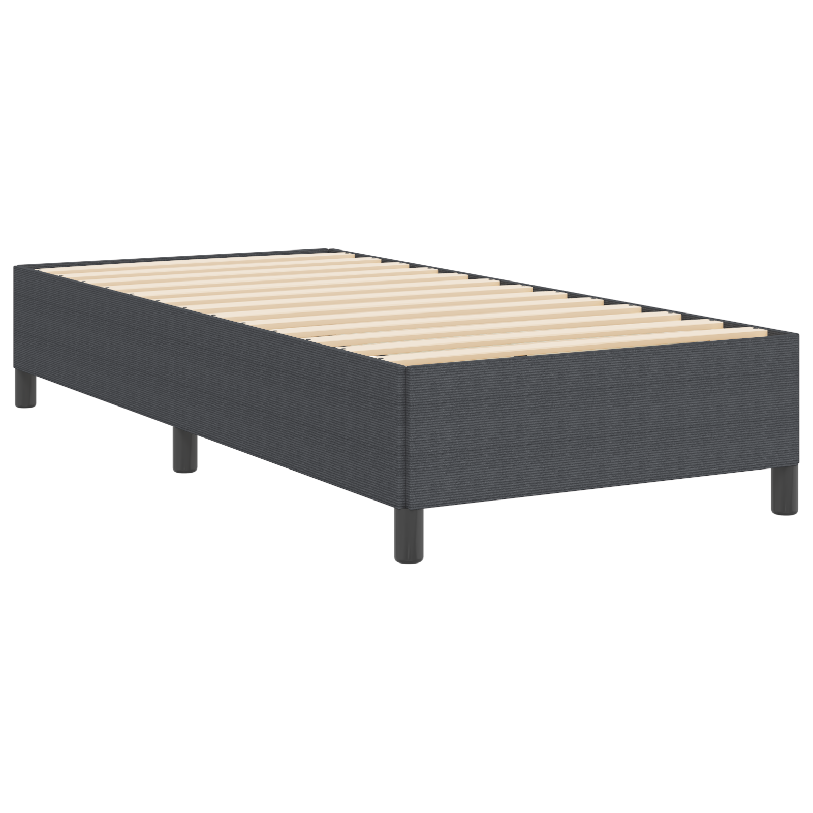 Bed Frame Dark Grey 100x200 cm Corduroy Fabric - Image 7