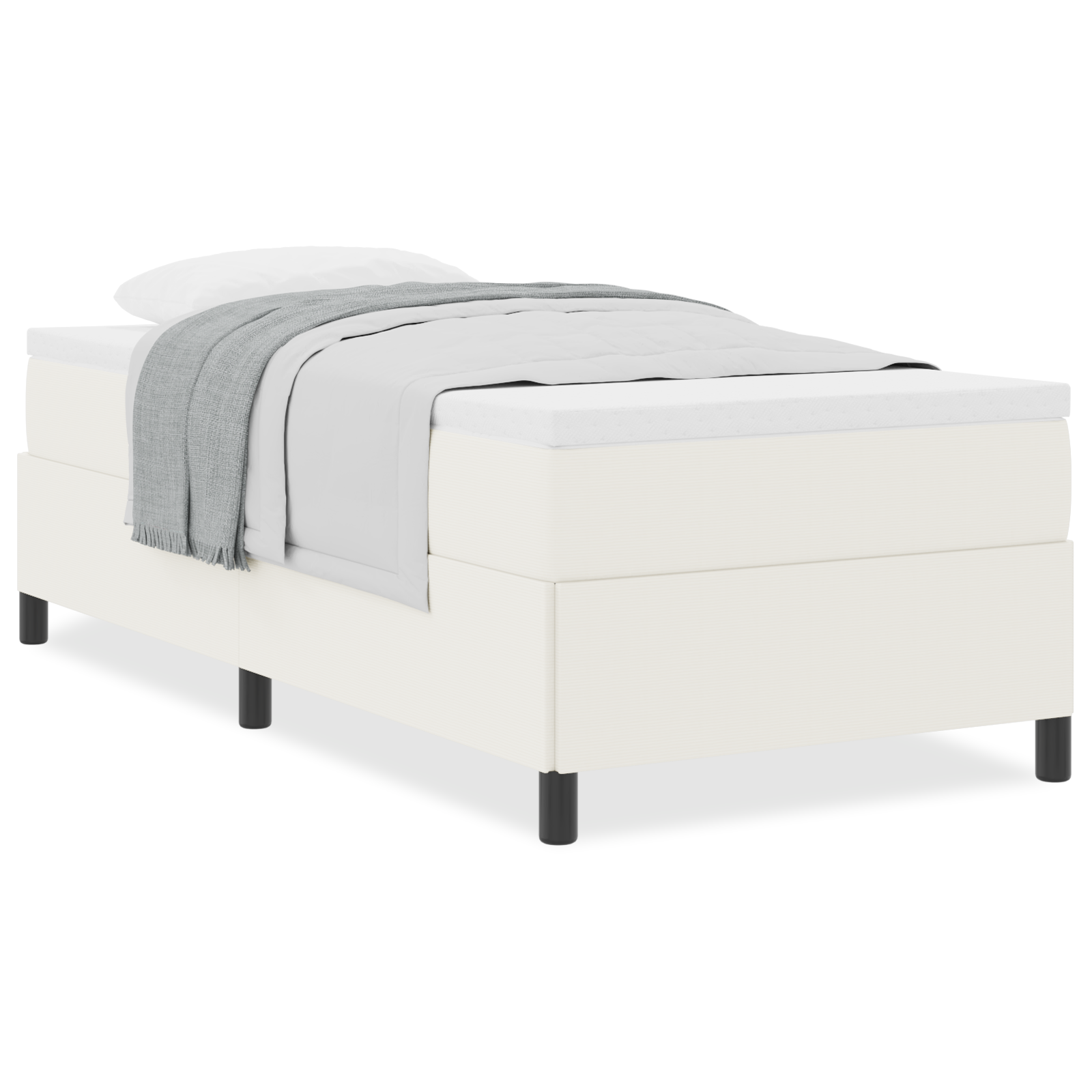 Bed Frame Cream 100x200 cm Corduroy Fabric - Image 4