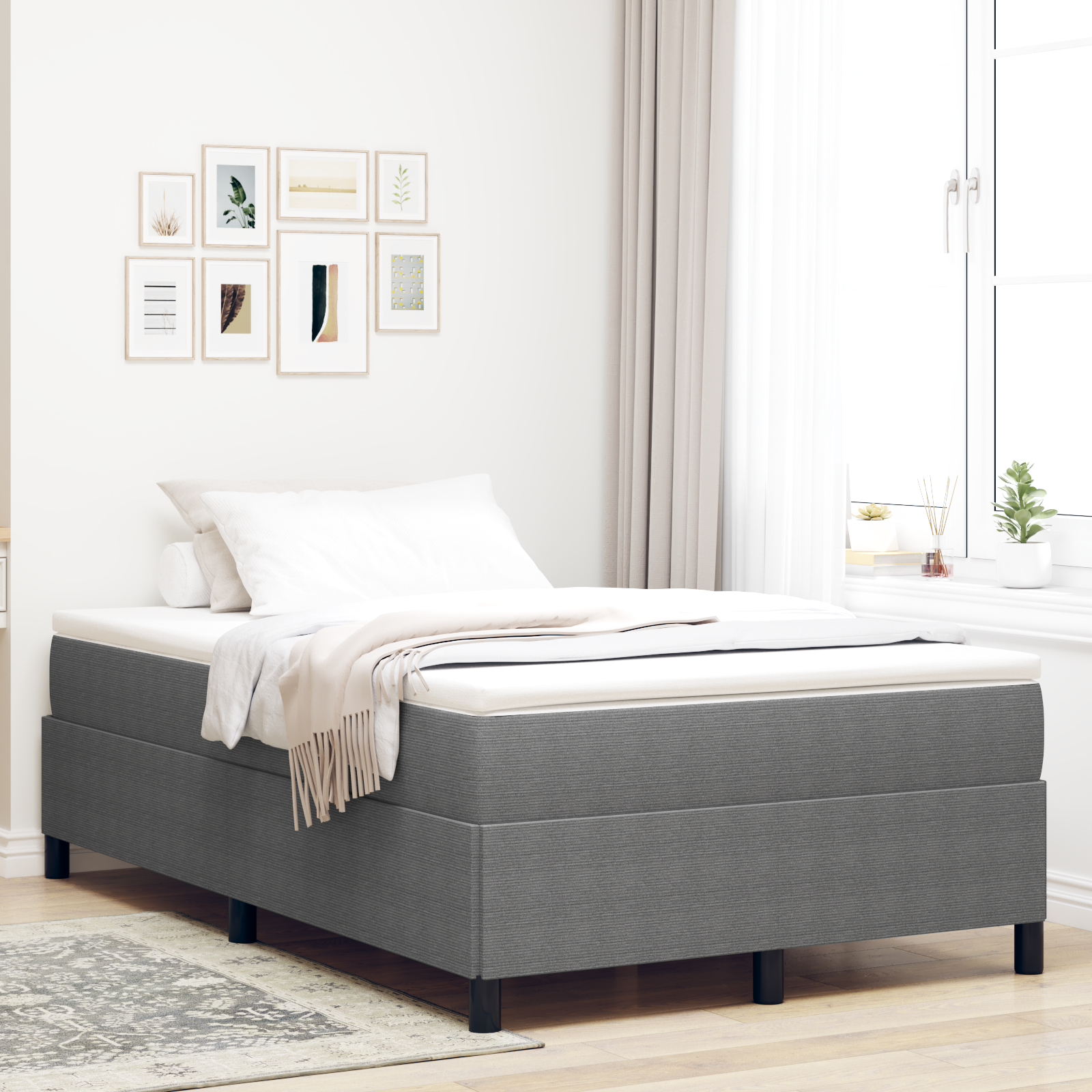 Bed Frame Light Grey 120x190 cm Corduroy Fabric