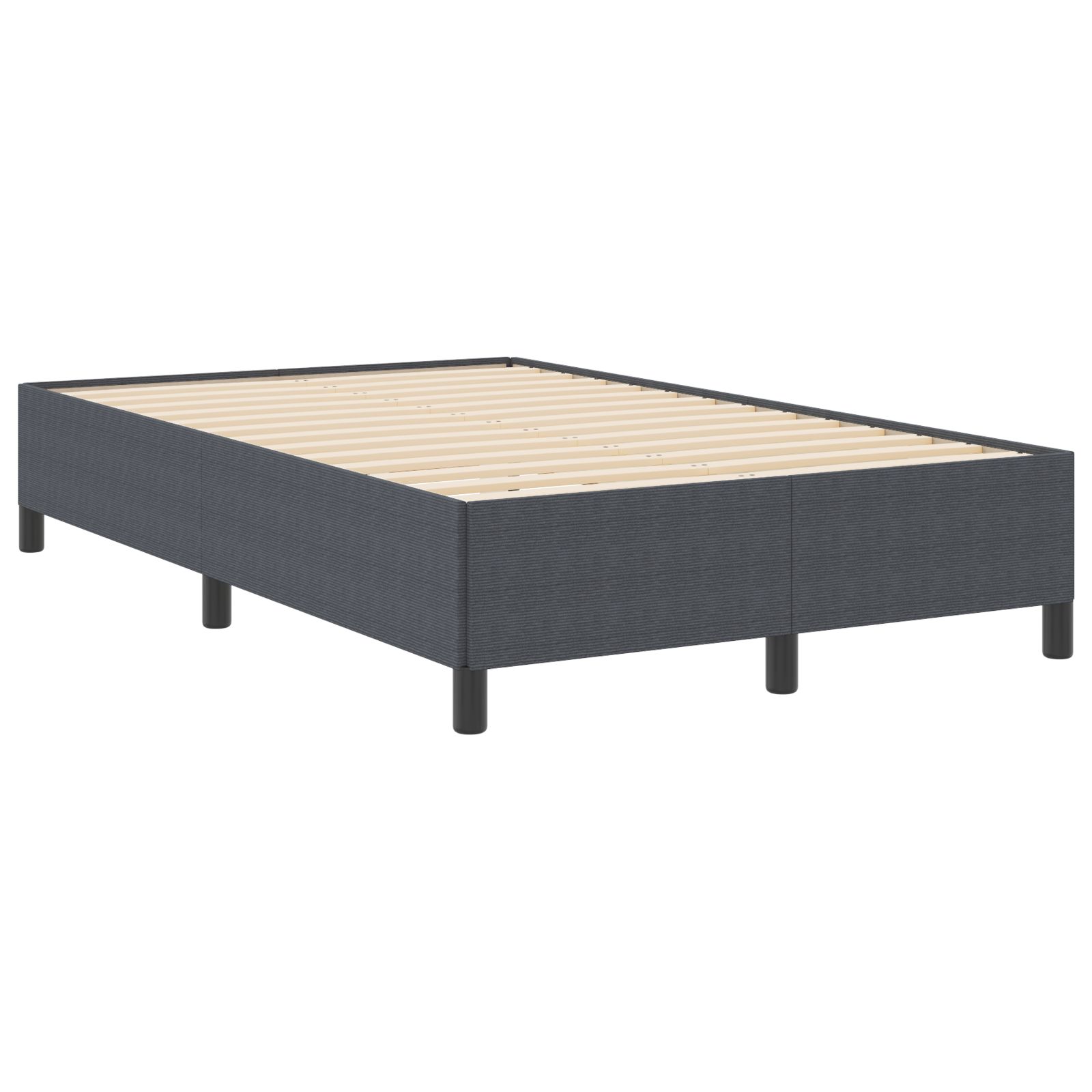 Bed Frame Dark Grey 120x190 cm Corduroy Fabric - Image 2