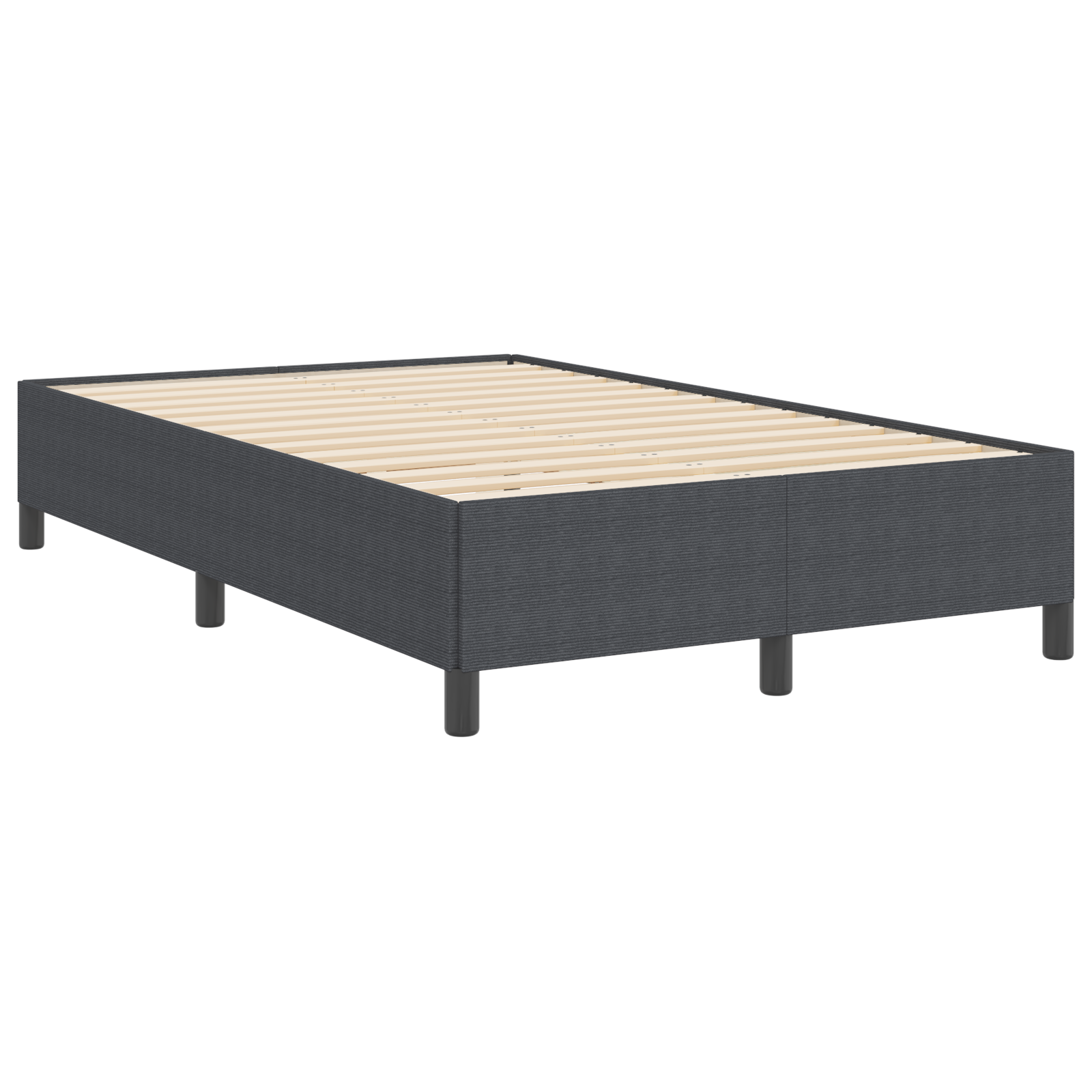 Bed Frame Dark Grey 120x190 cm Corduroy Fabric - Image 4